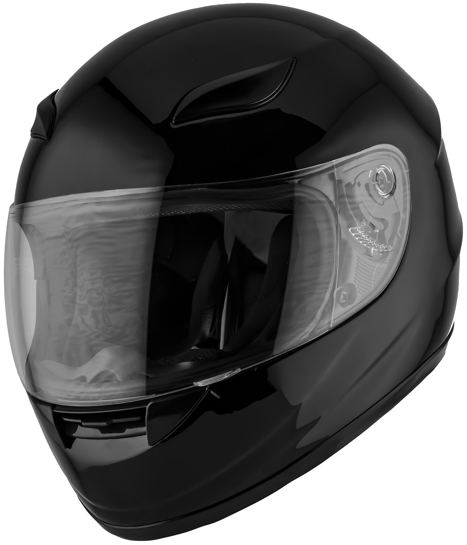 DK-110 Full Face Motorcycle Helmet Gloss Black - DOT Approved Safety Gear for Street Biking & Racing - Windproof & UV Protection for Men & Women Riders