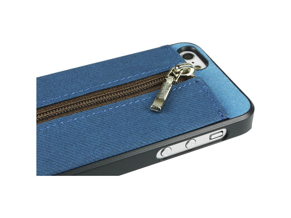 Cellet iPhone 5 Zipper Wallet Case - Denim Blue Jean Style | Slim Protective Cover with Card Slots | Perfect for Travel, Work & Everyday Use