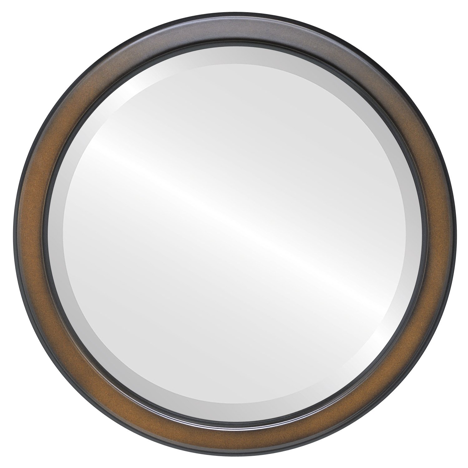 Ovalcrest Round Beveled Wall Mirror - 26x26 Inches Walnut Finish - Elegant Home Decor for Living Room, Bedroom & Entryway - Toronto Style Framed Mirror for Modern Interior Design