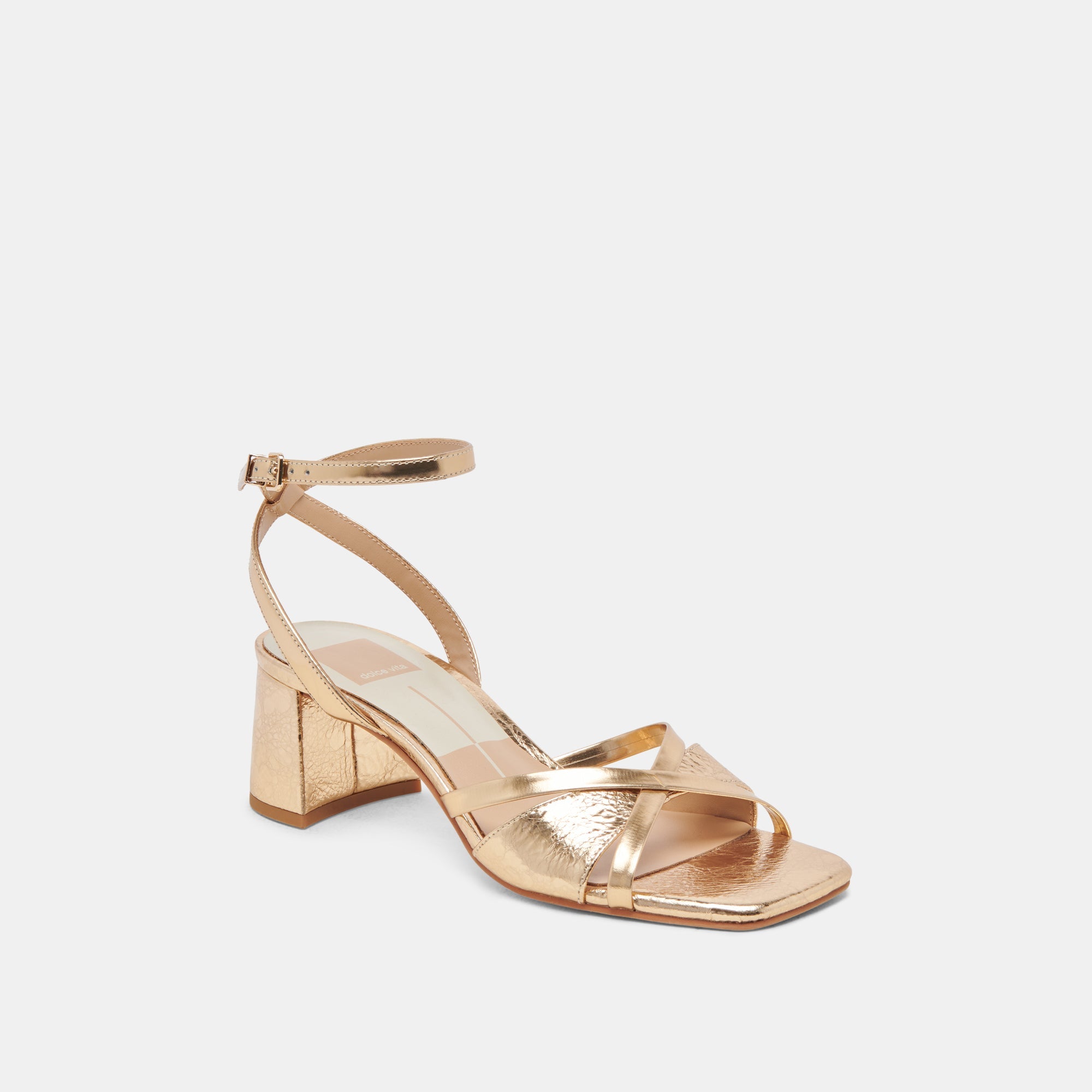 BLAKLY Women's Gold Distressed Leather Heels - Comfortable High Heel Shoes for Party, Wedding & Evening Events