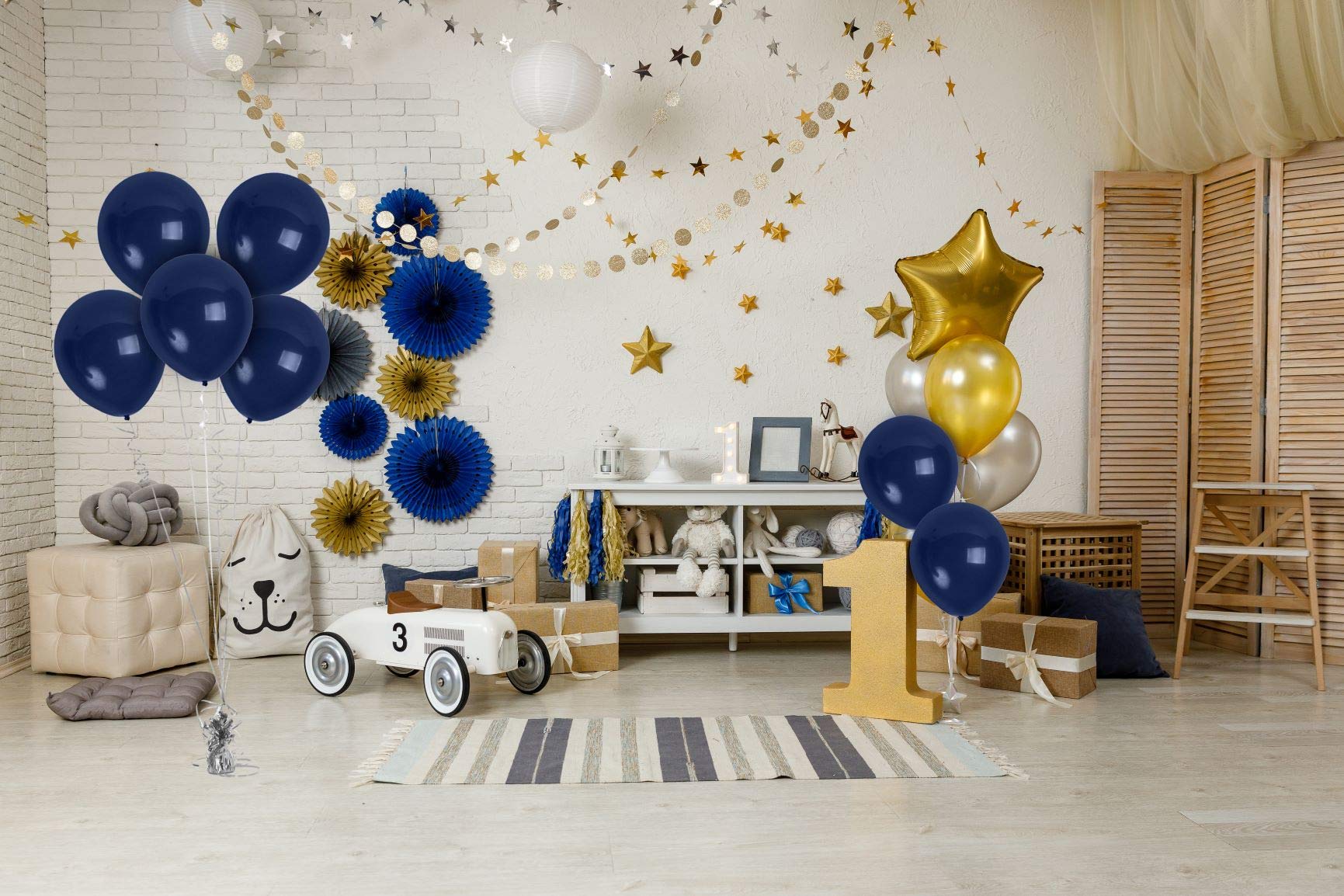 10 Inch Matte Navy Blue Latex Balloons - 100 Pack for Helium or Air - Dark Blue & Midnight Blue Balloons - Perfect for Graduation Decor, Wedding Decorations, Birthday Parties & Baby Showers