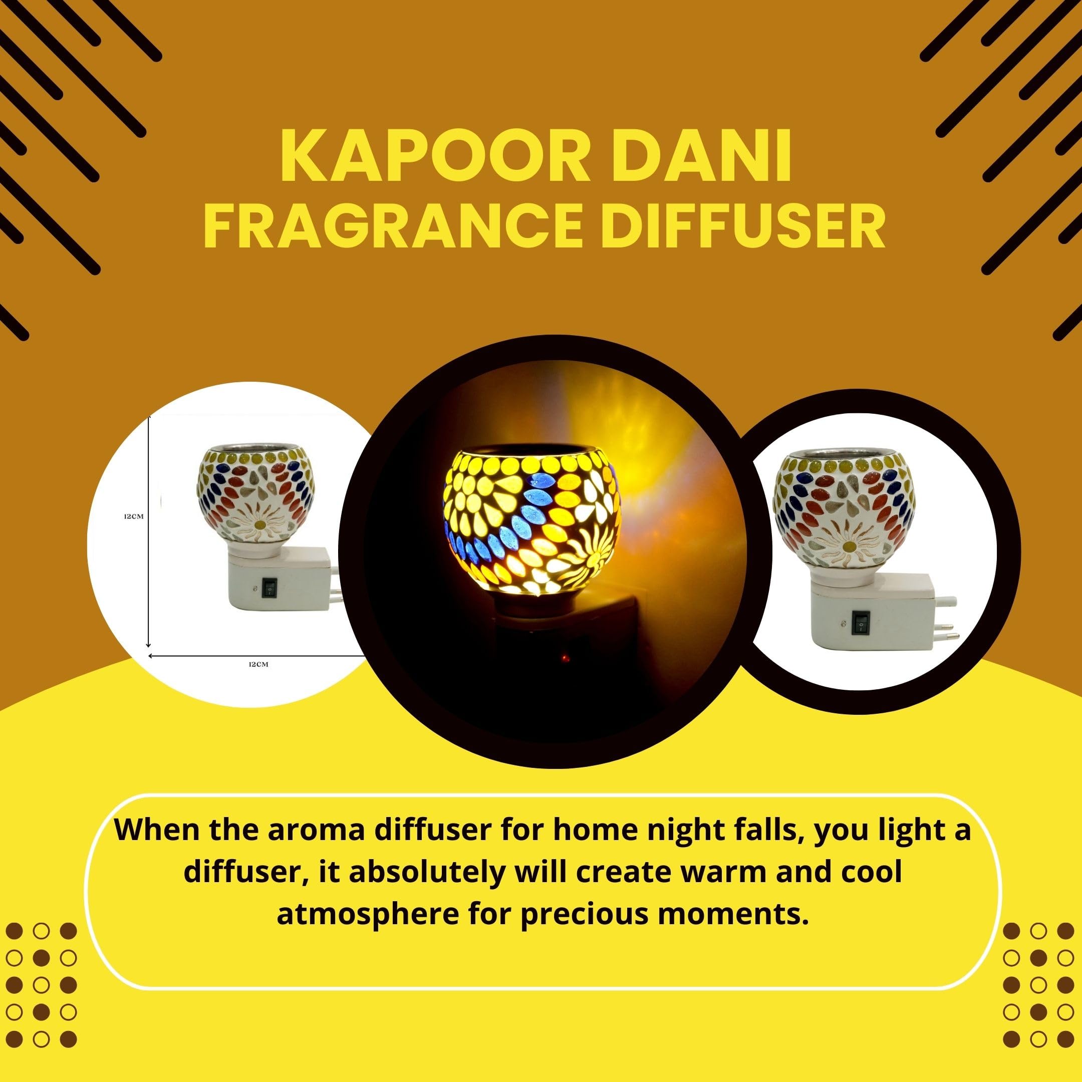 Premium Ceramic Aroma Diffuser & Night Light - Essential Oil Burner with On/Off Switch for Home Fragrance, Yoga, Meditation and Relaxation Spaces