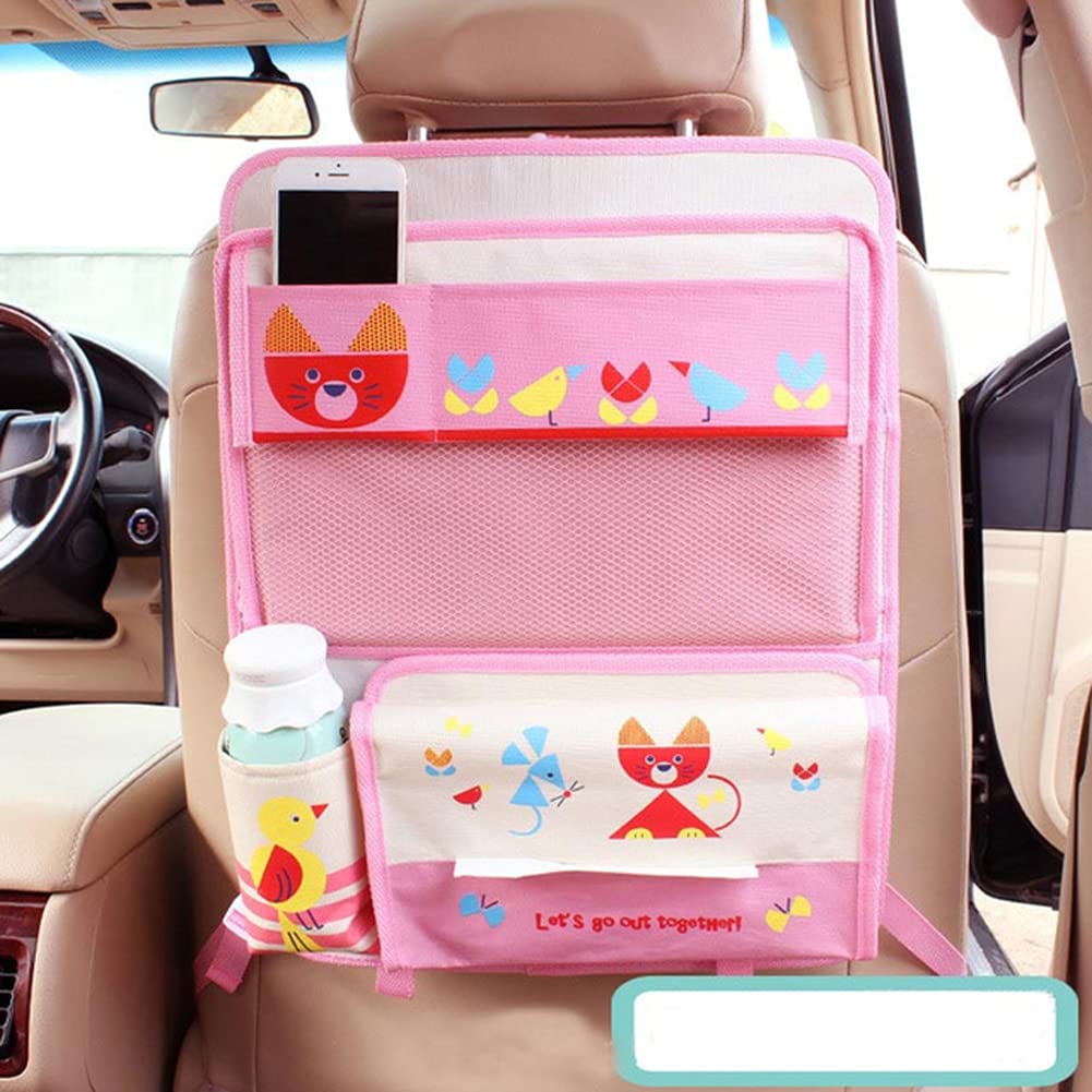 Cute Cartoon Car Backseat Organizer - Foldable Table Tray & Storage Bag for Baby & Kids - Perfect for Road Trips, Snacks, Toys & Travel Essentials