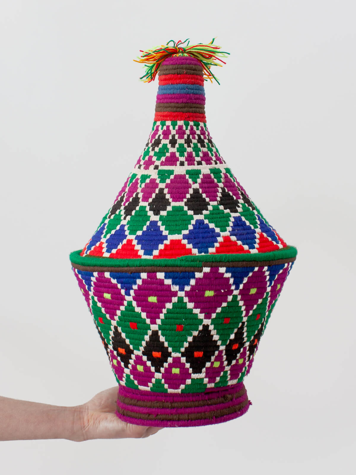 Handmade Moroccan Wool Pot Planter - No.187 for Home Decor, Indoor Plants & Boho Style Living Room Accessories | Perfect for Succulents, Cacti & Small Houseplants