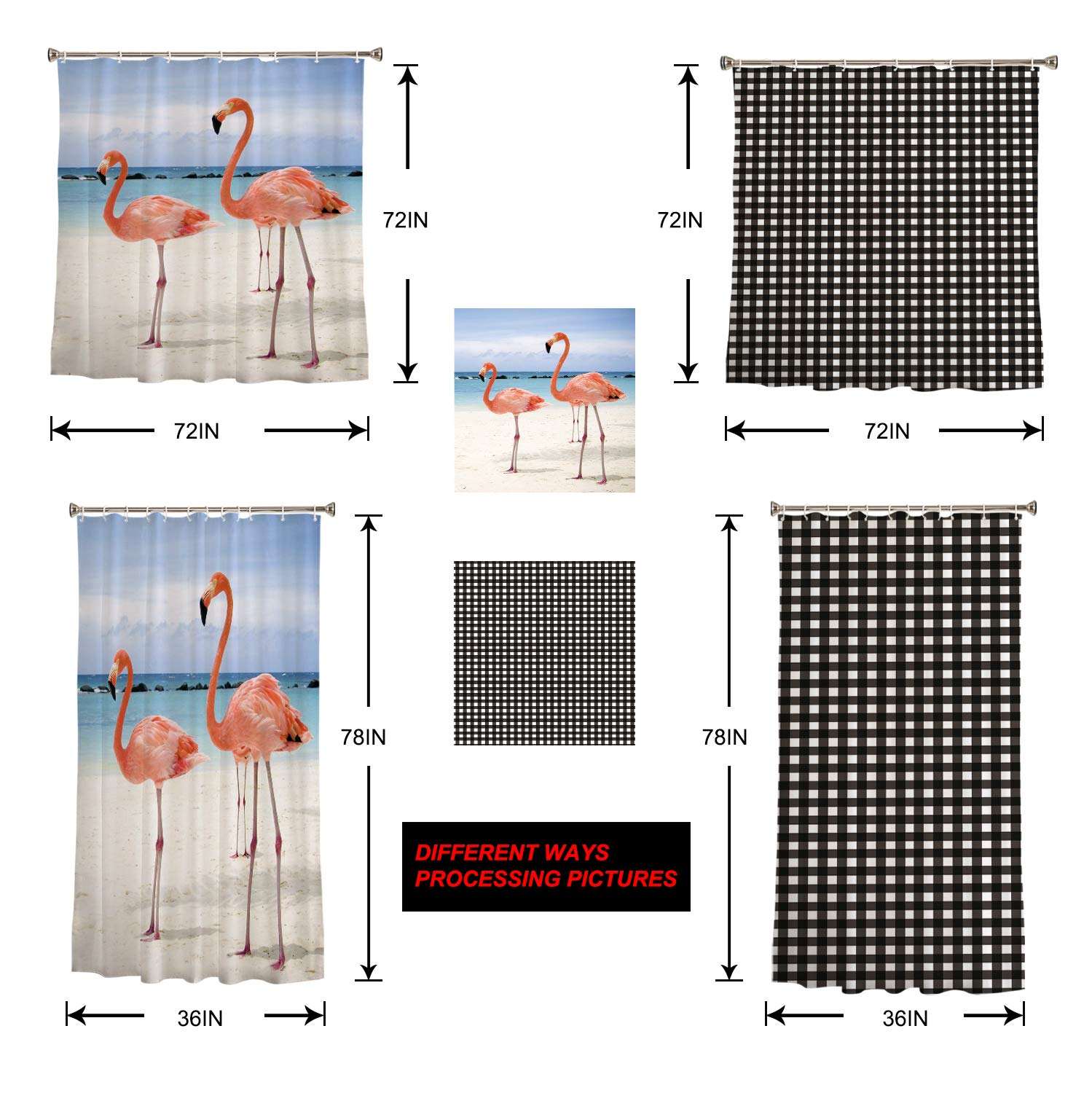 ALAGEO Red Truck Shower Curtain - Waterproof Polyester Fabric with Retro Farm Design, Sunflower & USA Flag (36x72 inches) - Bathroom Decor Set with Hooks for Showers and Bathtubs - Perfect for Farmhouse, Rustic or Patriotic Bathroom Themes