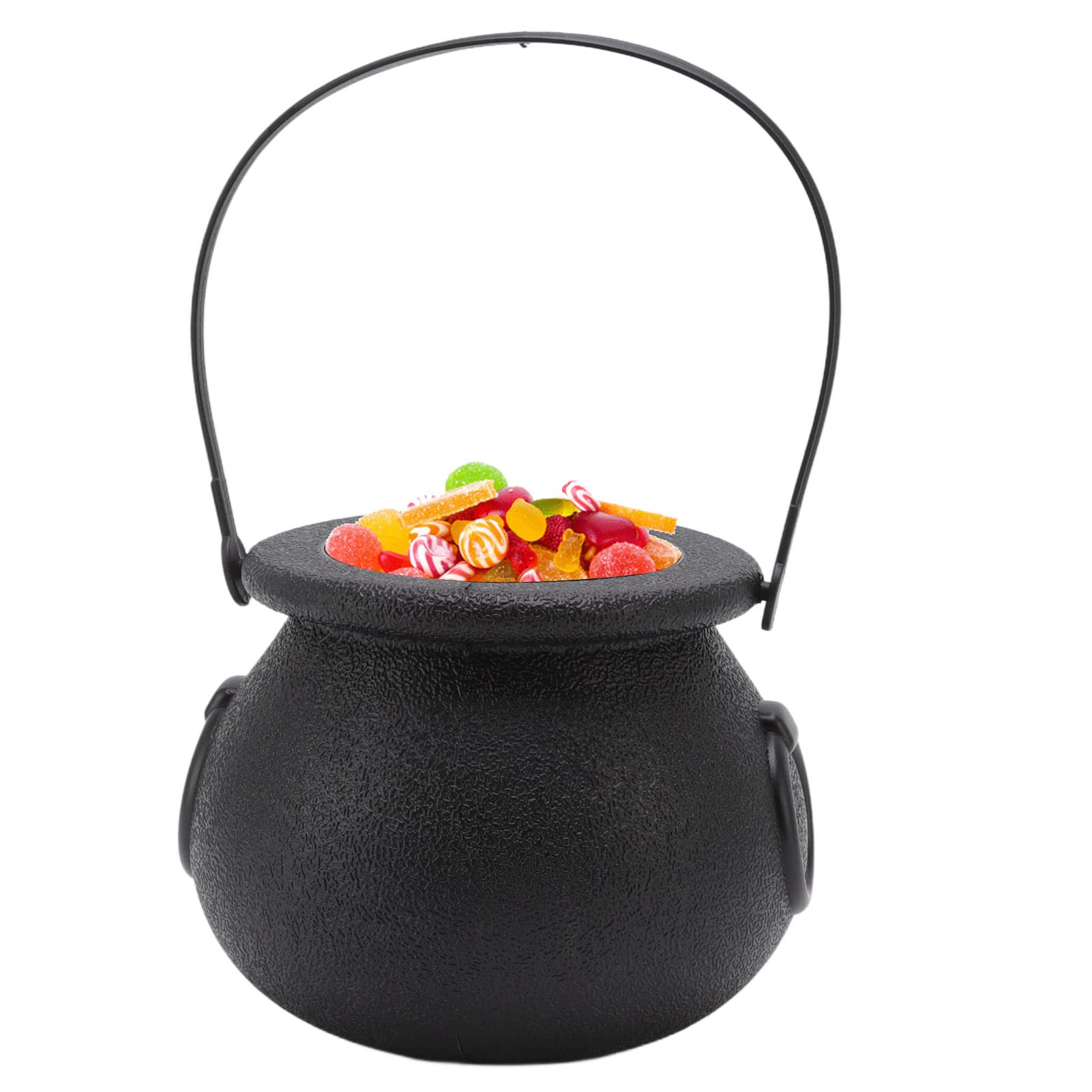 Vbestlife Halloween Bucket with Handle - Portable Witches Cauldron for Trick or Treat, Party Decor & Candy Storage - Perfect for Halloween Parties, Trick-or-Treating & Themed Events (Black)