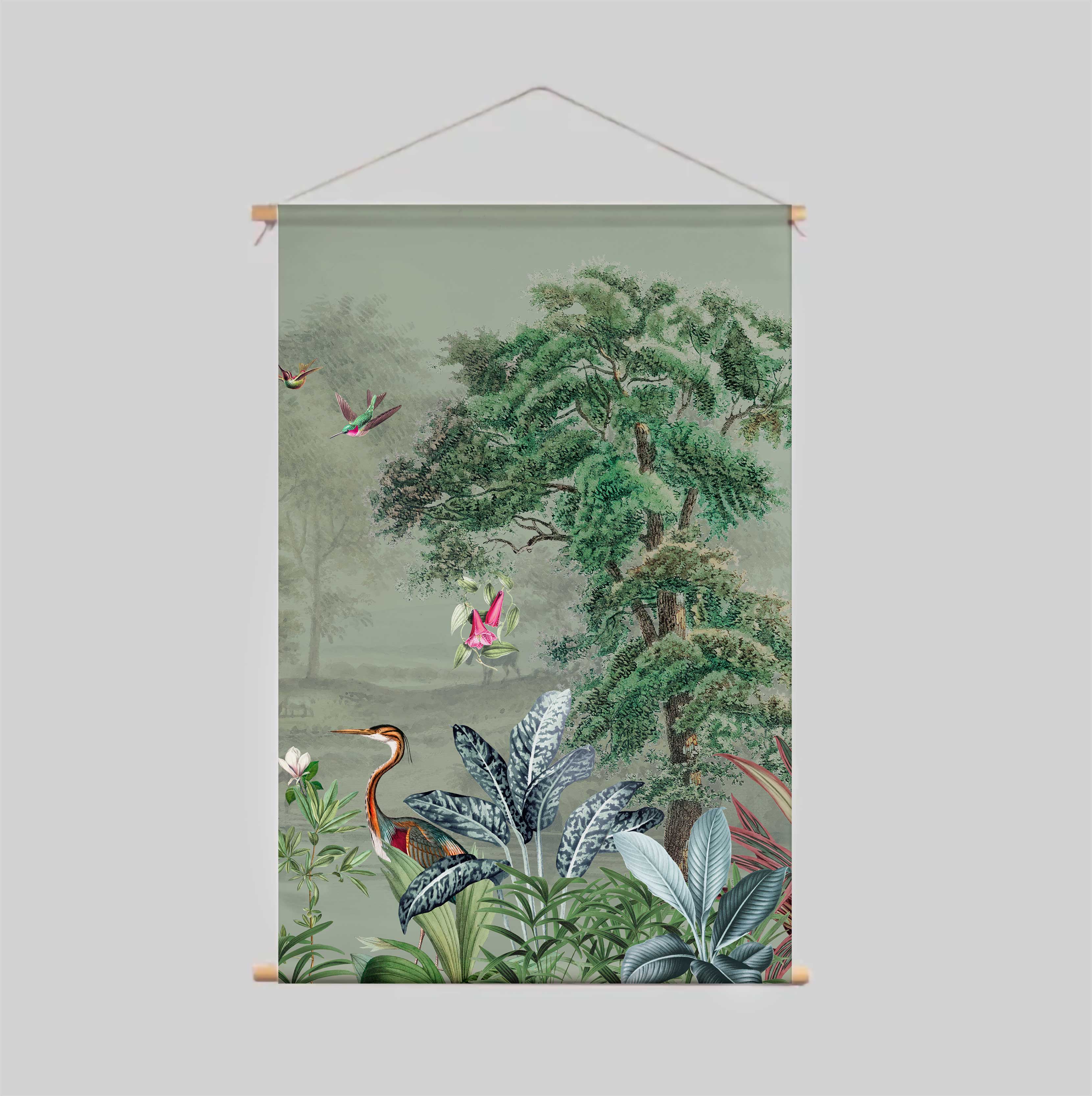 Scenic Landscape Green Textile Poster - Perfect for Home Decor, Office Wall Art & Living Room Aesthetic