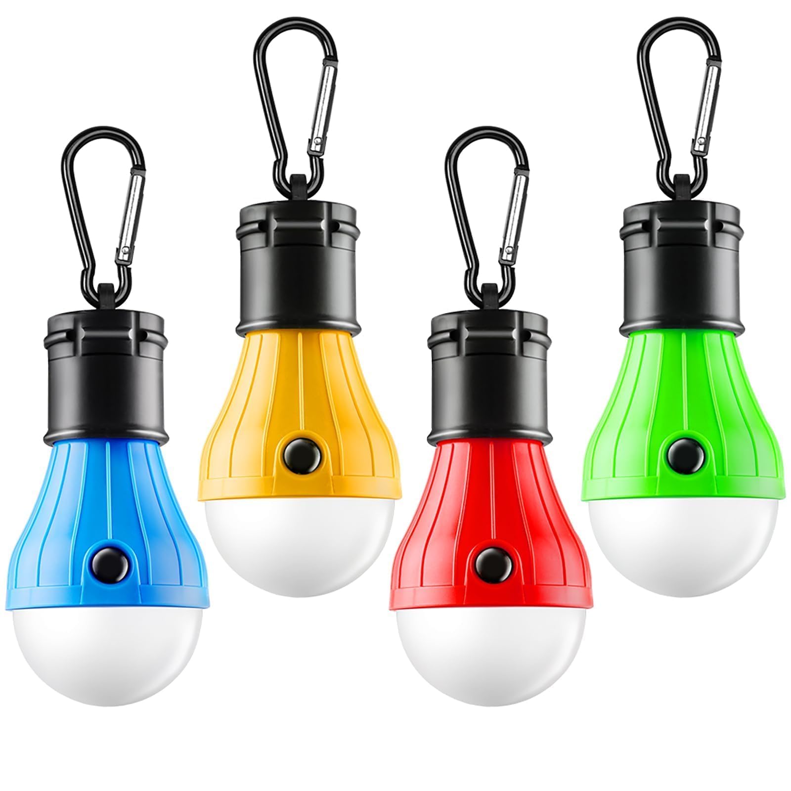 4 Pack Portable LED Tent Lights with Clip Hook - Waterproof Camping Lanterns for Emergency, Hiking, Backpacking & Power Outages - Perfect for Tents, Cabins, and Outdoor Adventures