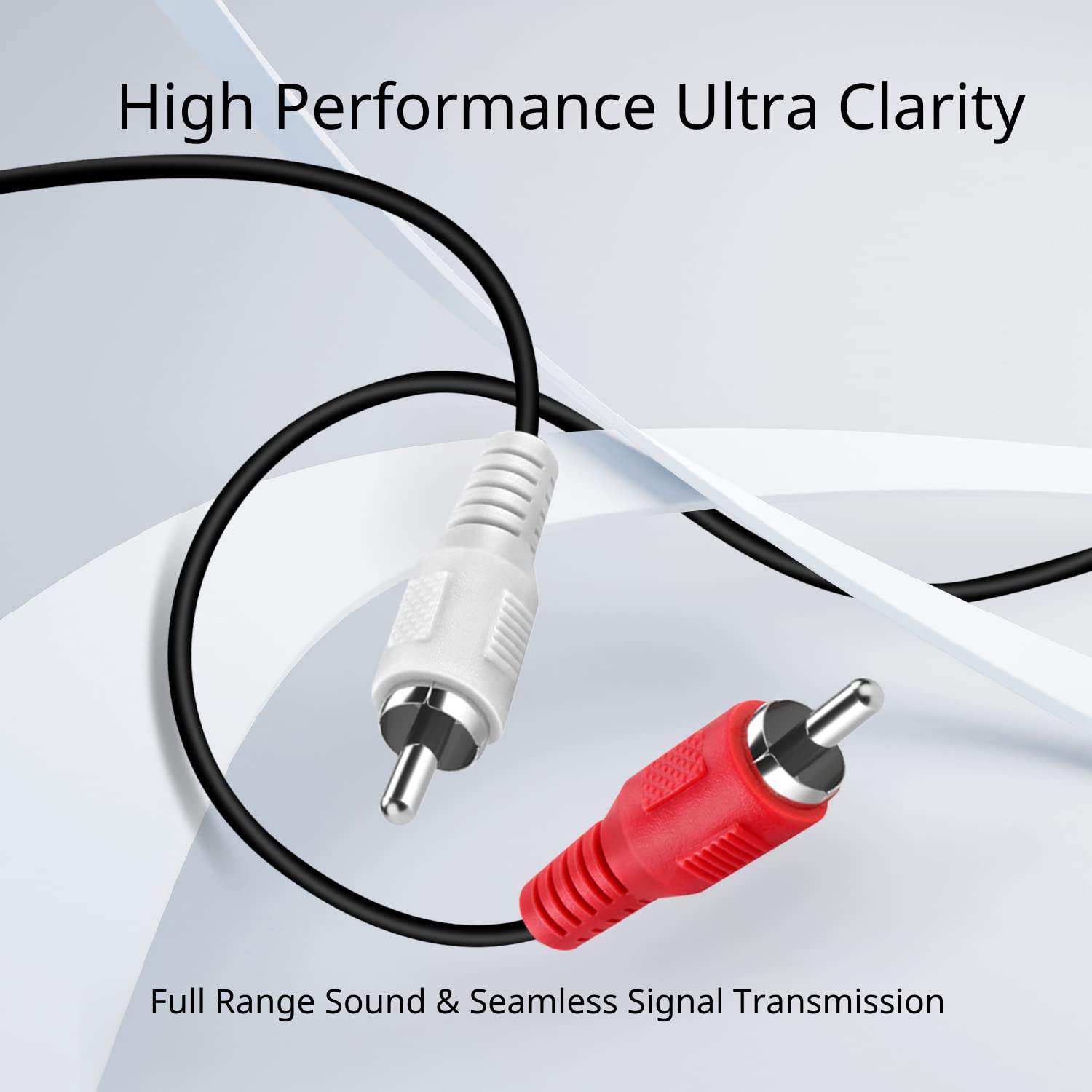 TNP 10 FT Male to Male Red and White Audio Cable - High-Quality Car Audio Connector Plug Jack Wire Cord for Home Theater, HDTV, Amplifiers, Hi-Fi Systems, Speakers - Perfect for Gaming, Studio Recording, and Multimedia Setups