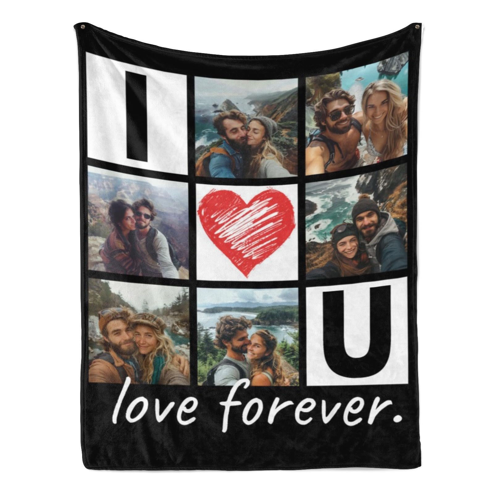 Custom Photo Blanket for Couples - Personalized Picture Throw Blanket Gift for Girlfriend, Boyfriend, Wife & Husband - Perfect for Anniversaries, Valentine's Day & Romantic Home Decor