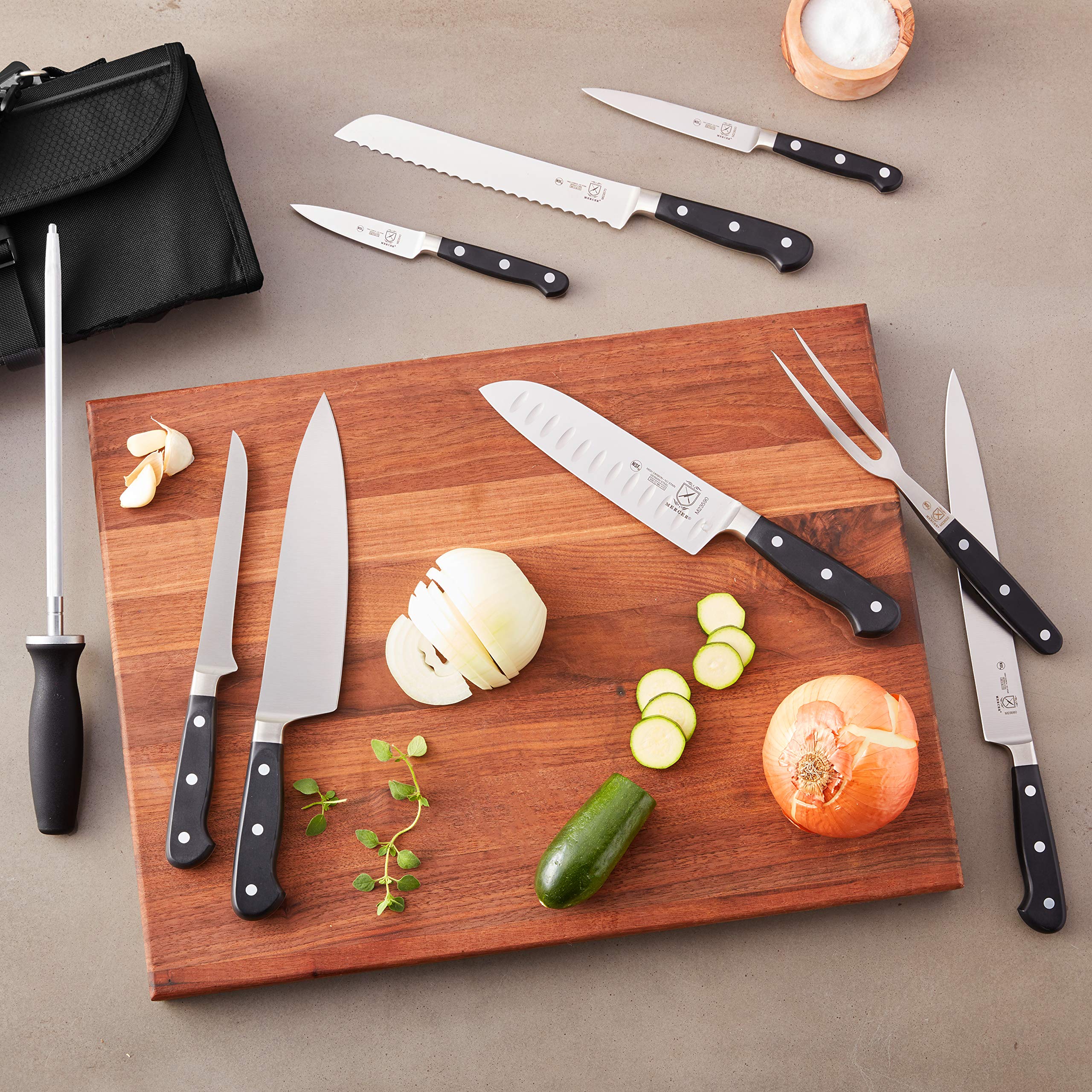 Premium Mercer Culinary 10-Piece Forged Knife Set - Professional Renaissance Chef Knives with Black Handles | Perfect for Home Cooking, Restaurant Use & Gourmet Food Preparation