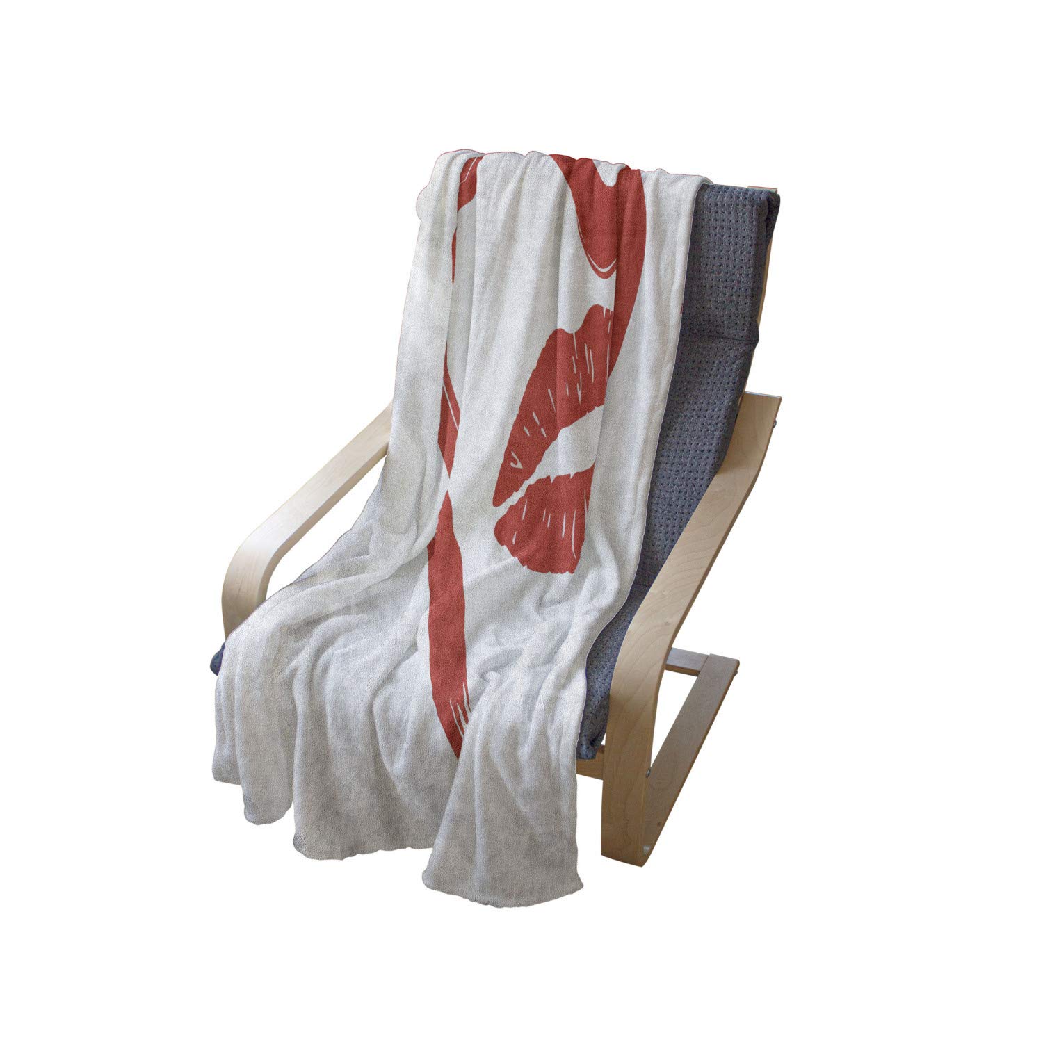 Ambesonne Romantic Kiss Throw Blanket - Soft Flannel Fleece with Lipstick Heart Design, 50