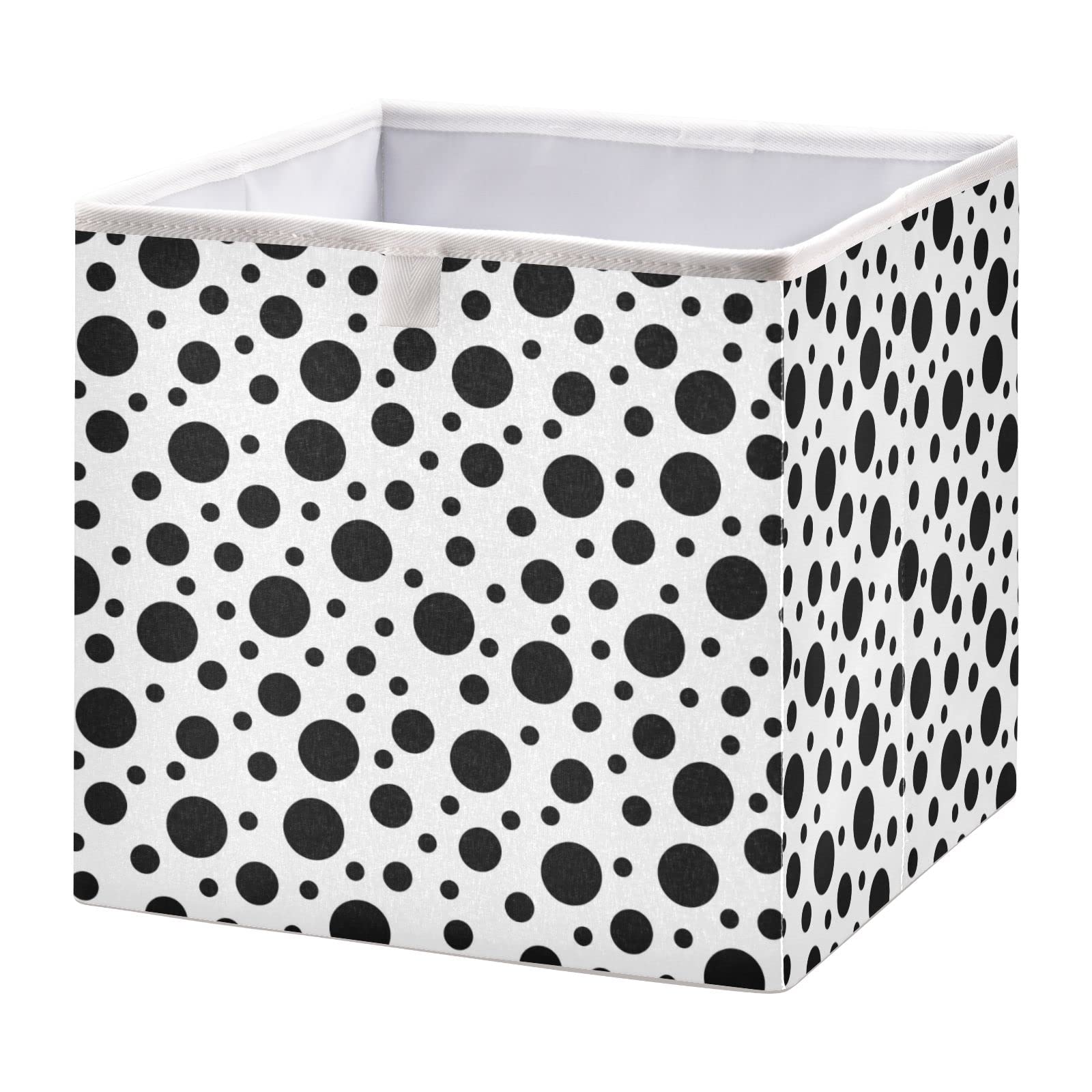 Foldable Storage Bin with Black Polka Dots - 11x11x11 Inch Cube Basket for Shelves, Closet & Laundry | Perfect for Nursery, Bedroom & Home Organization | Space-Saving Storage Solution
