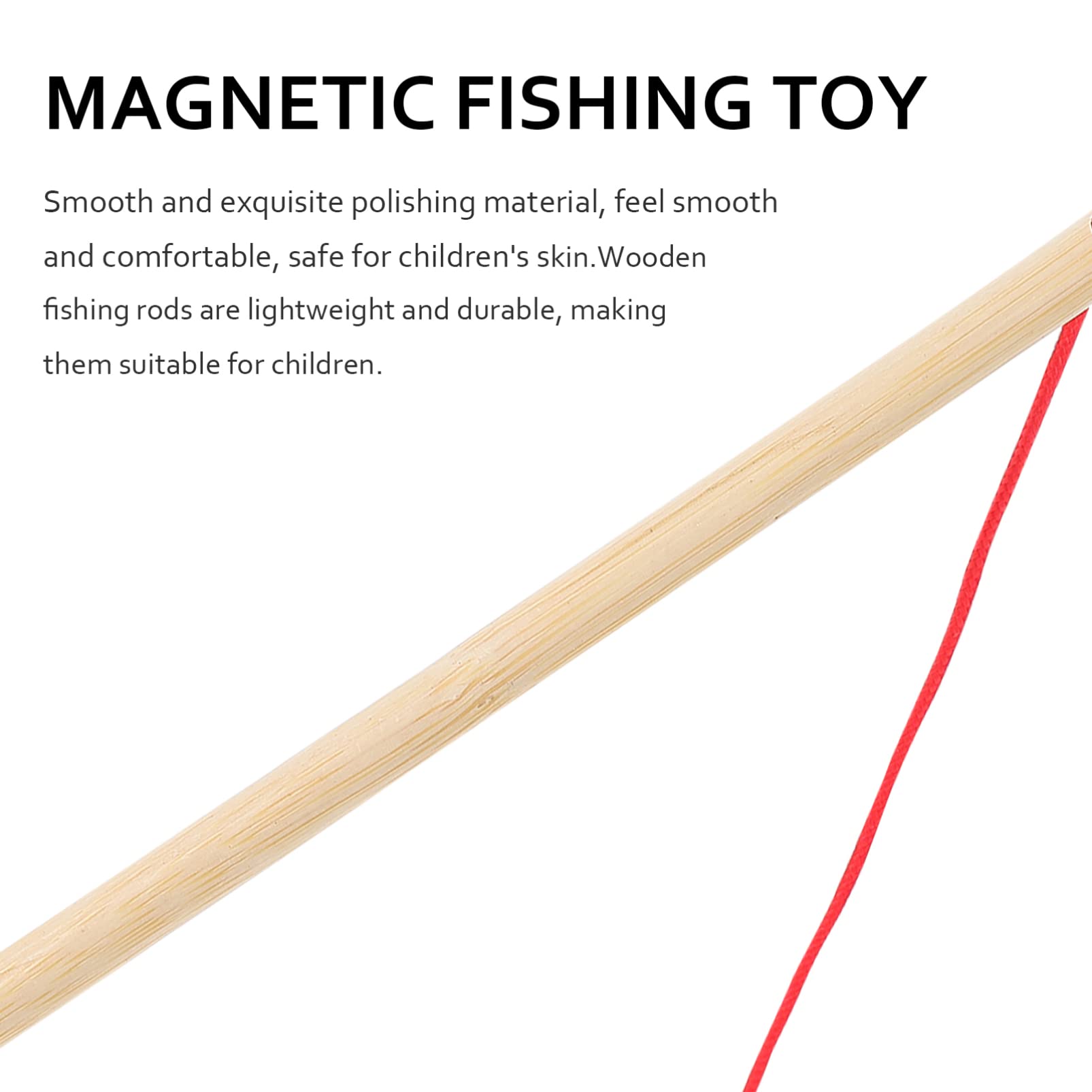 Kisangel 6pcs Wooden Magnetic Fishing Game Set - Kids Educational Toy with Fishing Rods & Magnets for Toddlers - Fun Indoor/Outdoor Activity for Birthday Parties & Family Game Nights
