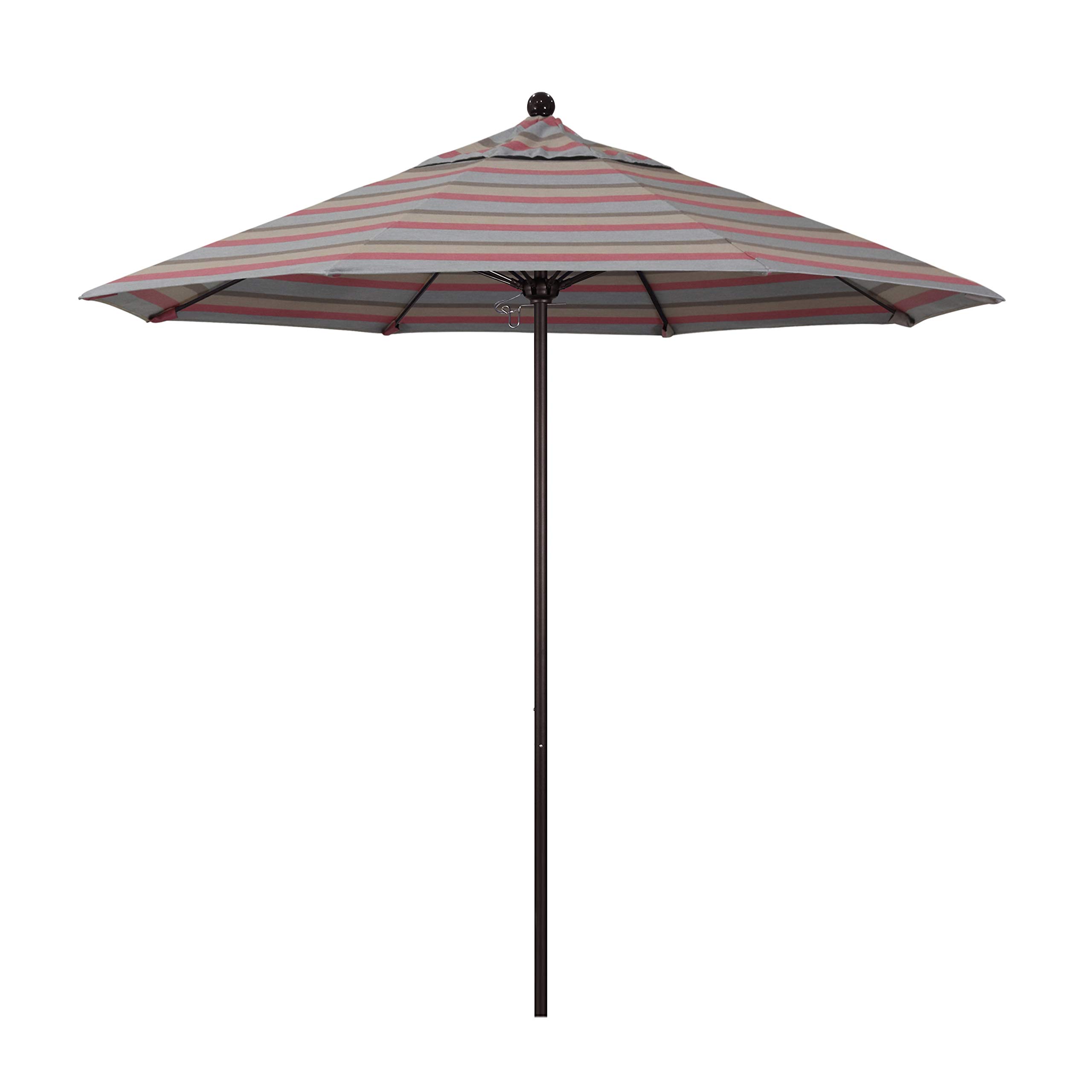 California Umbrella 9' Round Venture Series Commercial-Grade Patio Umbrella with Push-Open Pin Stop - Bronze Finish & Sunbrella Gateway Blush Fabric - Perfect for Outdoor Dining, Poolside Lounging, and Backyard Relaxation