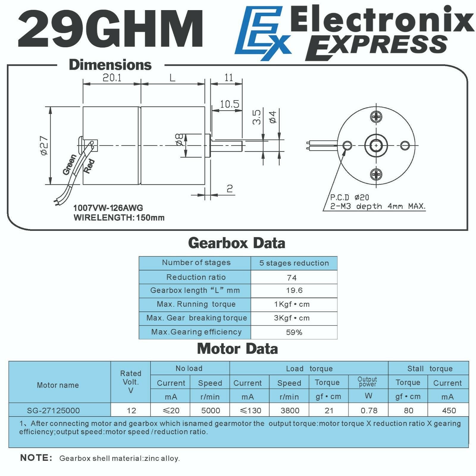 High Torque 12V DC Gear Motor 4500 RPM with 6 Wire Leads (22AWG Solid Wires) - Perfect for DIY Robotics, RC Cars, and Small Electric Projects