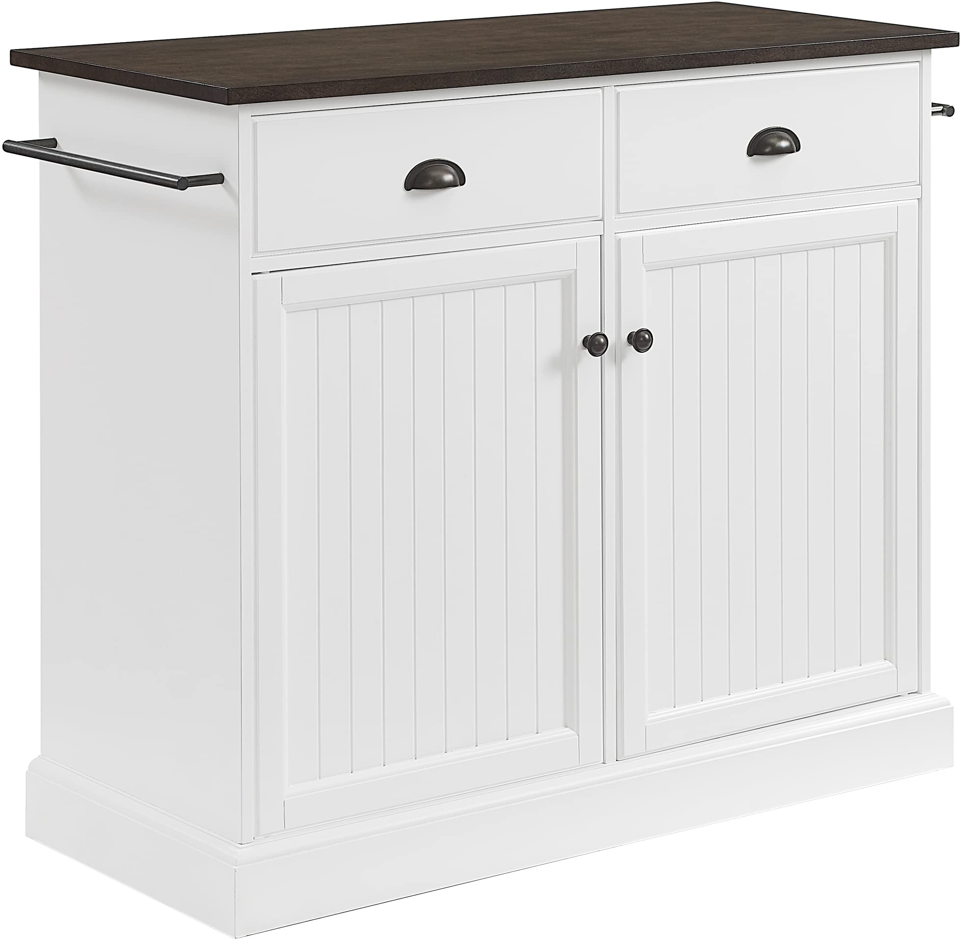 Crosley Shoreline White Kitchen Island with Shelves & Drawers - Microwave Stand, Coffee Bar Station for Small Spaces - Perfect for Apartments, Condos & Compact Kitchens