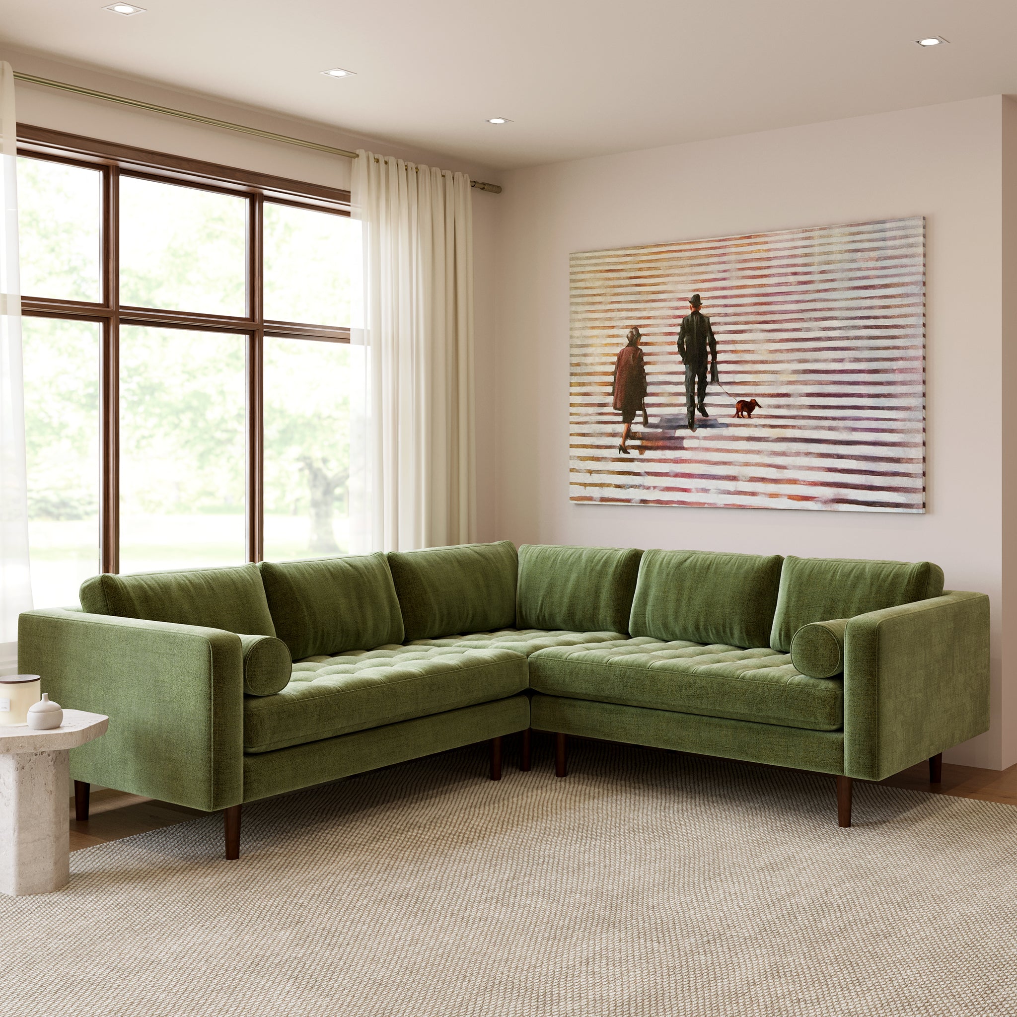 Luxury Napa Velvet Corner Sectional Sofa - Modern L-Shaped Couch for Living Room, Home Theater & Lounge Areas - Soft & Durable Upholstered Furniture for Family Gatherings & Relaxation
