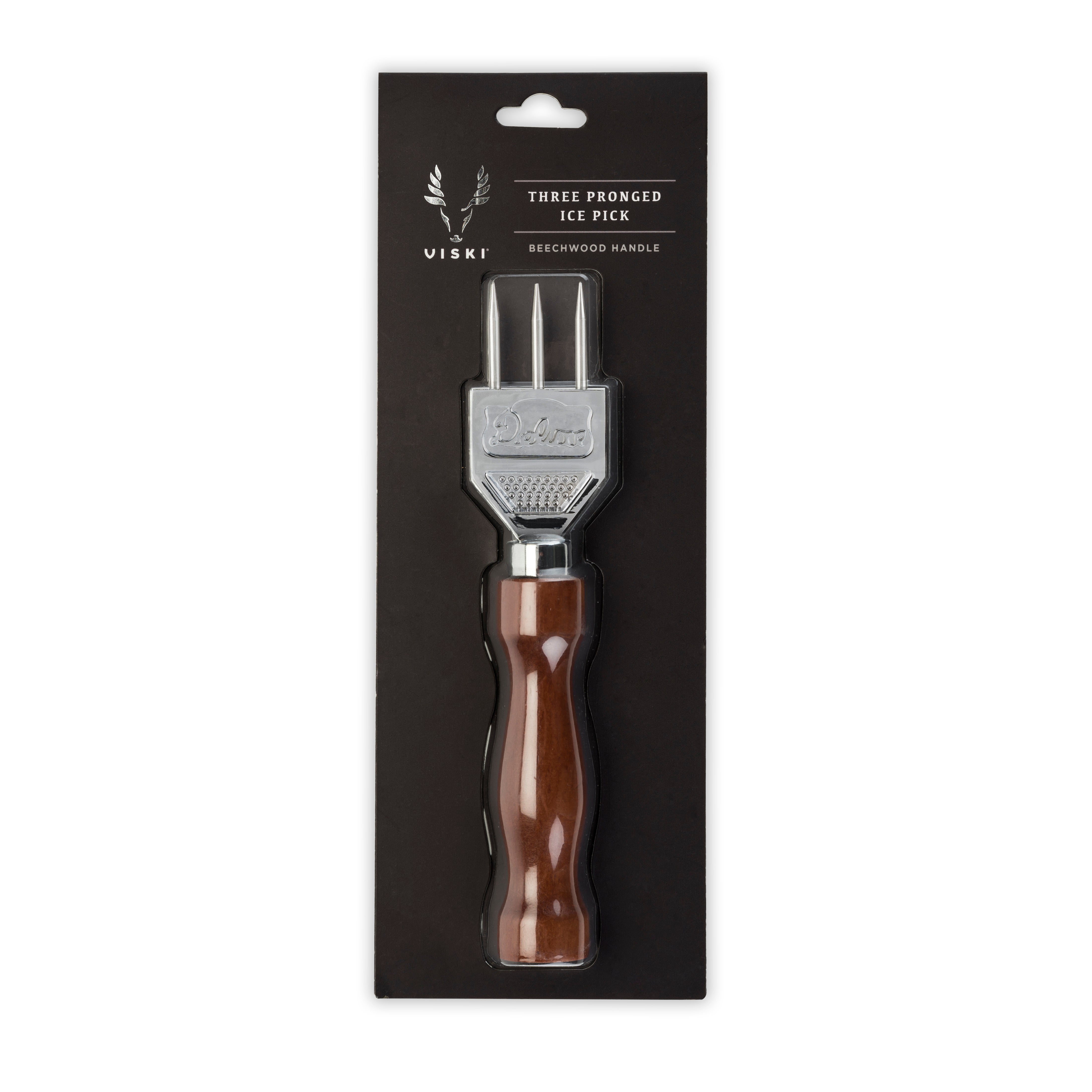 Premium Stainless Steel Ice Pick with 3 Prongs - Heavy Duty Ice Chipper for Cocktails, Bartending & Kitchen Use