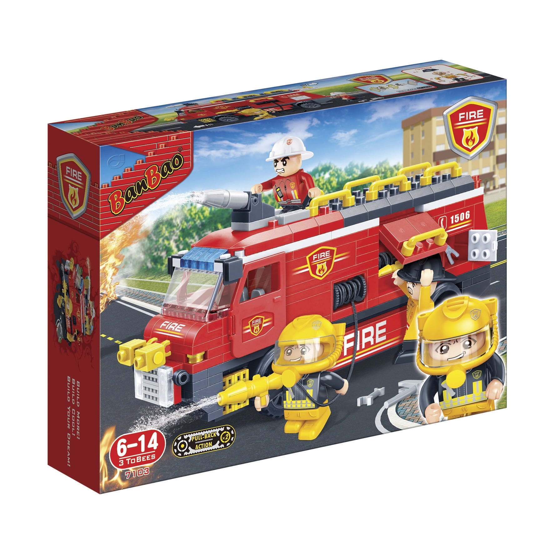 BanBao Fire Rescue Team Playset - 50 PCS Firefighter Toy Set with Fire Truck & Accessories for Kids - Pretend Play & Emergency Adventure Role Play for Boys & Girls Ages 3-8
