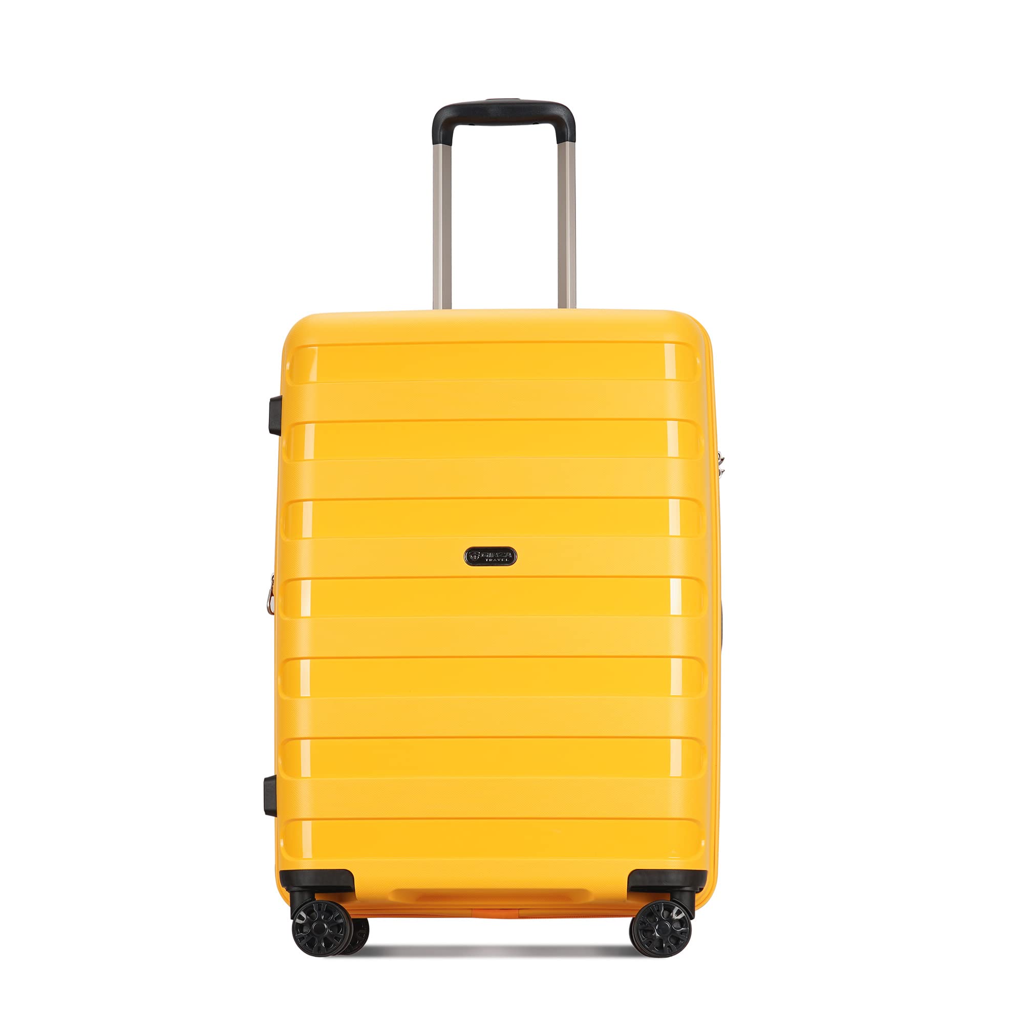 GinzaTravel 20-Inch Yellow Hardside Carry-On Luggage - Lightweight Expandable Spinner Suitcase with Anti-Scratch PP Material & Double Seal | Perfect for Business Trips, Weekend Getaways & Air Travel