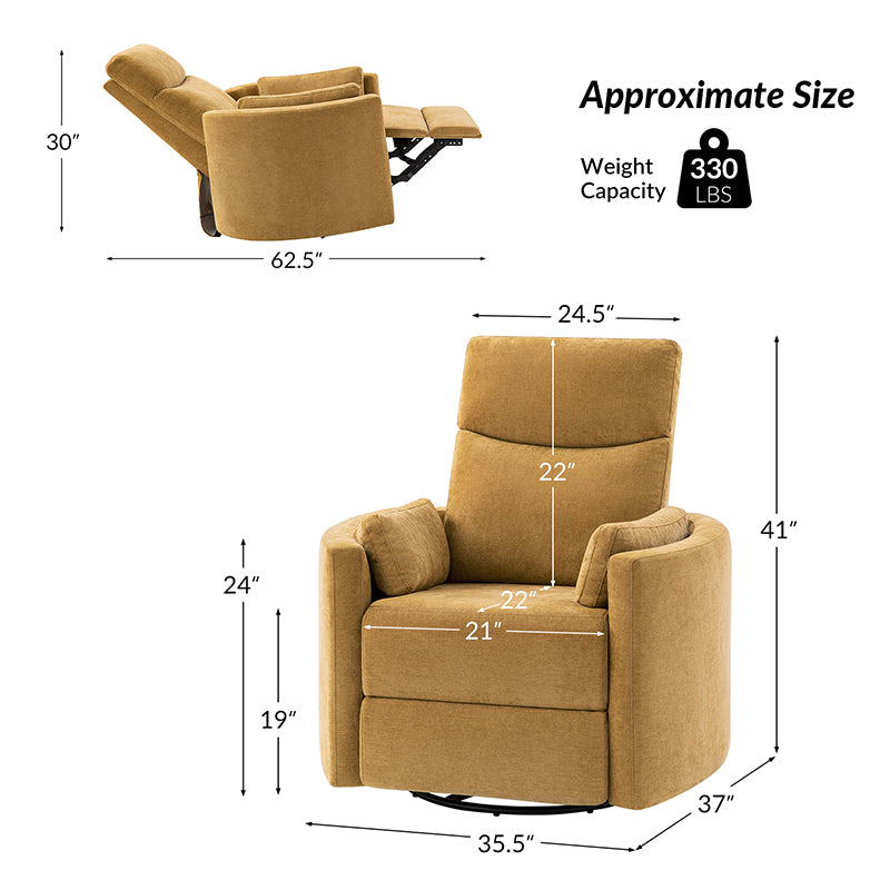 Monica Swivel Rocker Power Recliner Chair with Adjustable Headrest & Lumbar Support - Optional Removable Pillows - Perfect for Living Room, Home Theater & Relaxation