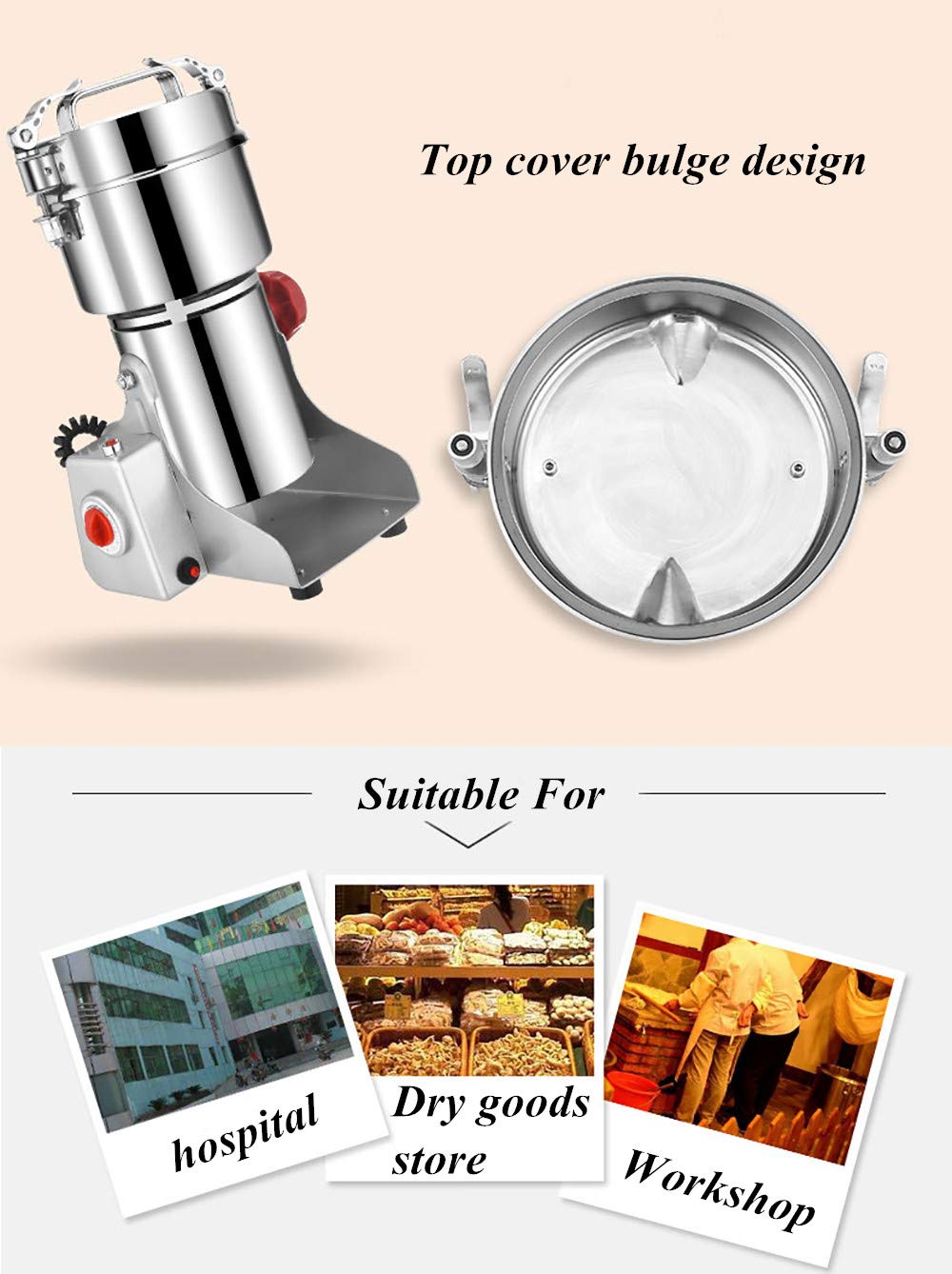 700G Electric Grain Grinder for Dry Spices, Flour, Herbs - Stainless Steel Powder Pulverizer for Corn, Wheat, Chili - Perfect for Home Baking, Coffee Grinding & Spice Preparation (110V)