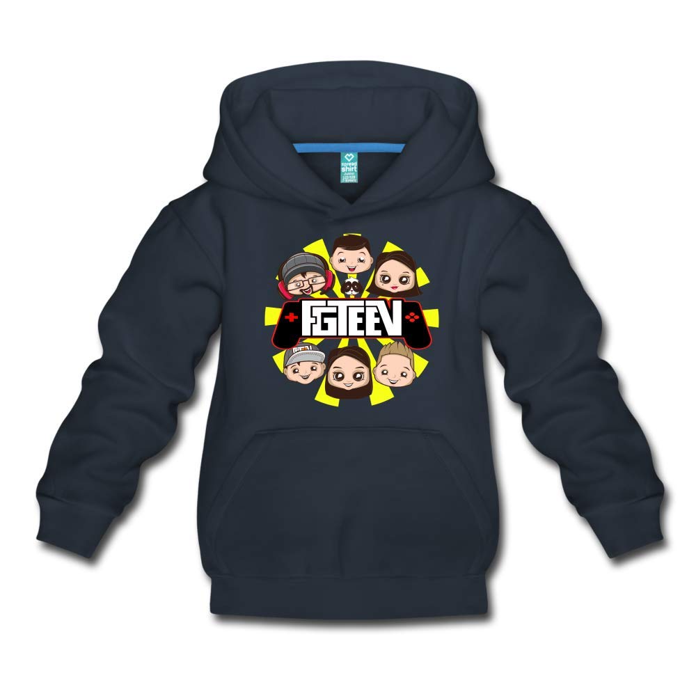 FGTeeV Controller Family Logo Premium Hoodie for Kids - Soft Cotton Pullover Sweatshirt with Hood, Navy Blue - Perfect for Gaming Fans & Family Outfits