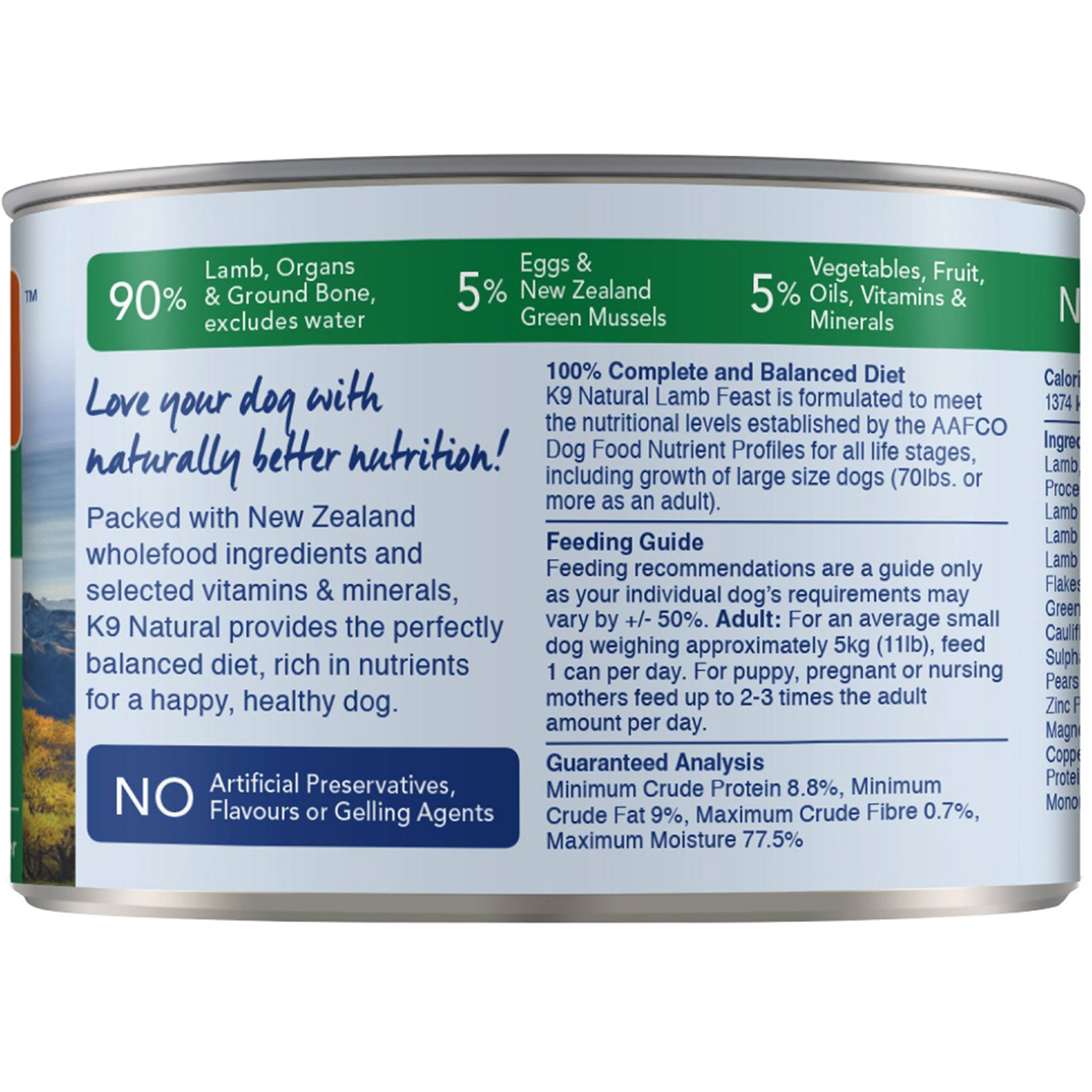 K9 Natural Canned Lamb Feast Dog Food - Grain-Free, High-Protein Wet Food for Dogs - 6oz Can - Perfect for Small Breeds & Senior Dogs - Ideal for Mealtime, Training Treats & Travel Feeding