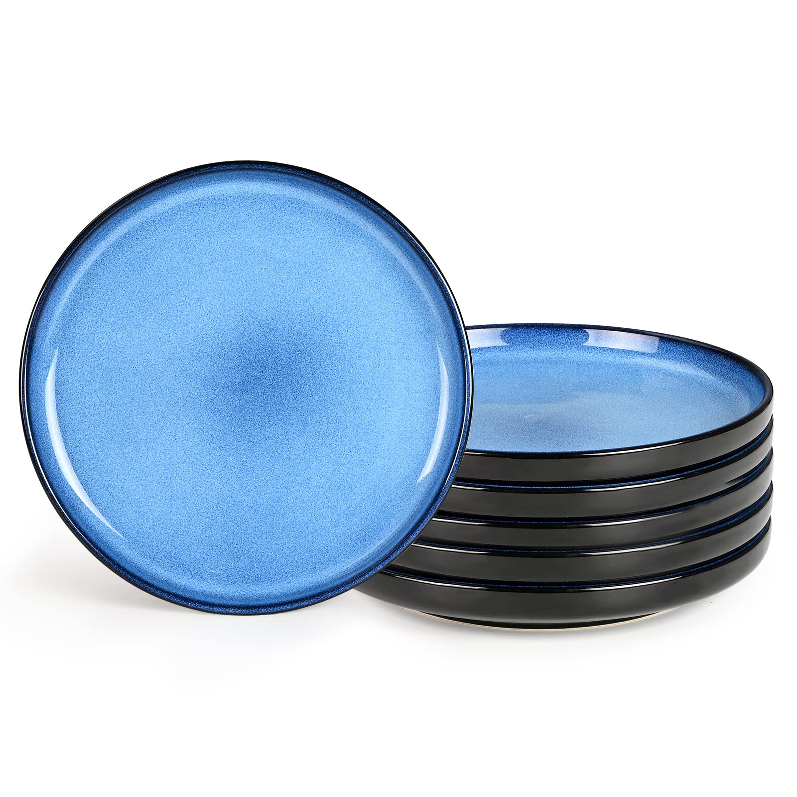 Premium 10.5 Inch Ceramic Dinner Plates Set of 6 - Microwave & Dishwasher Safe, Scratch Resistant, Easy Clean Porcelain Plates with Reactive Glaze for Everyday Dining, Parties & Restaurant Use