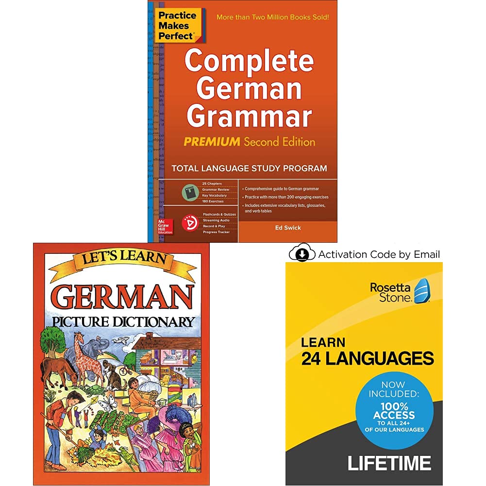 Rosetta Stone Learn German Complete Bundle - Lifetime Online Access, Grammar Guide & Dictionary Book Set | Digital Subscription + Physical Books | Perfect for Beginners, Travel & Business