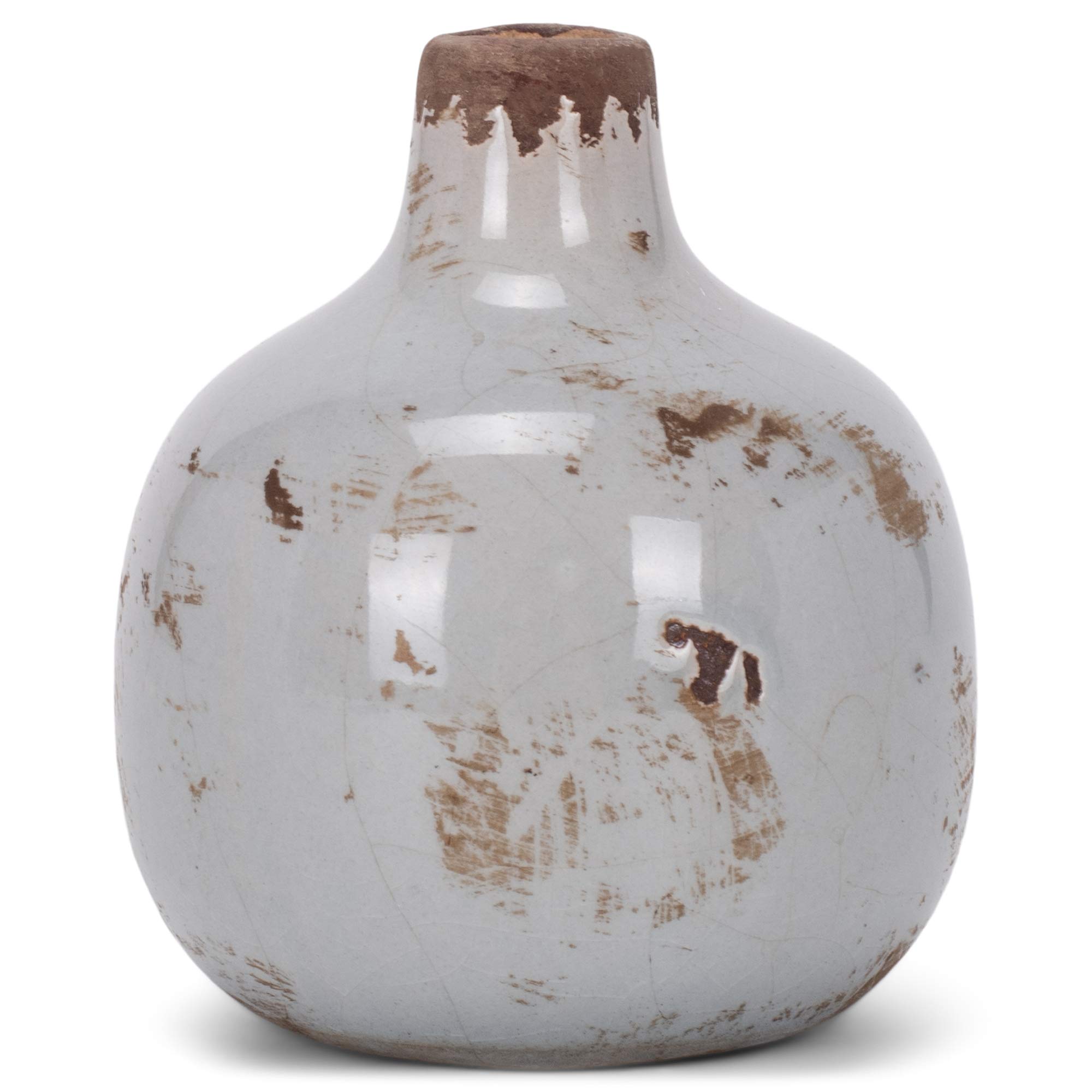 47th & Main Ceramic Vase - Small Round Grey Home Decor for Centerpieces, Wedding Decor, Tabletop Display & Modern Interior Design
