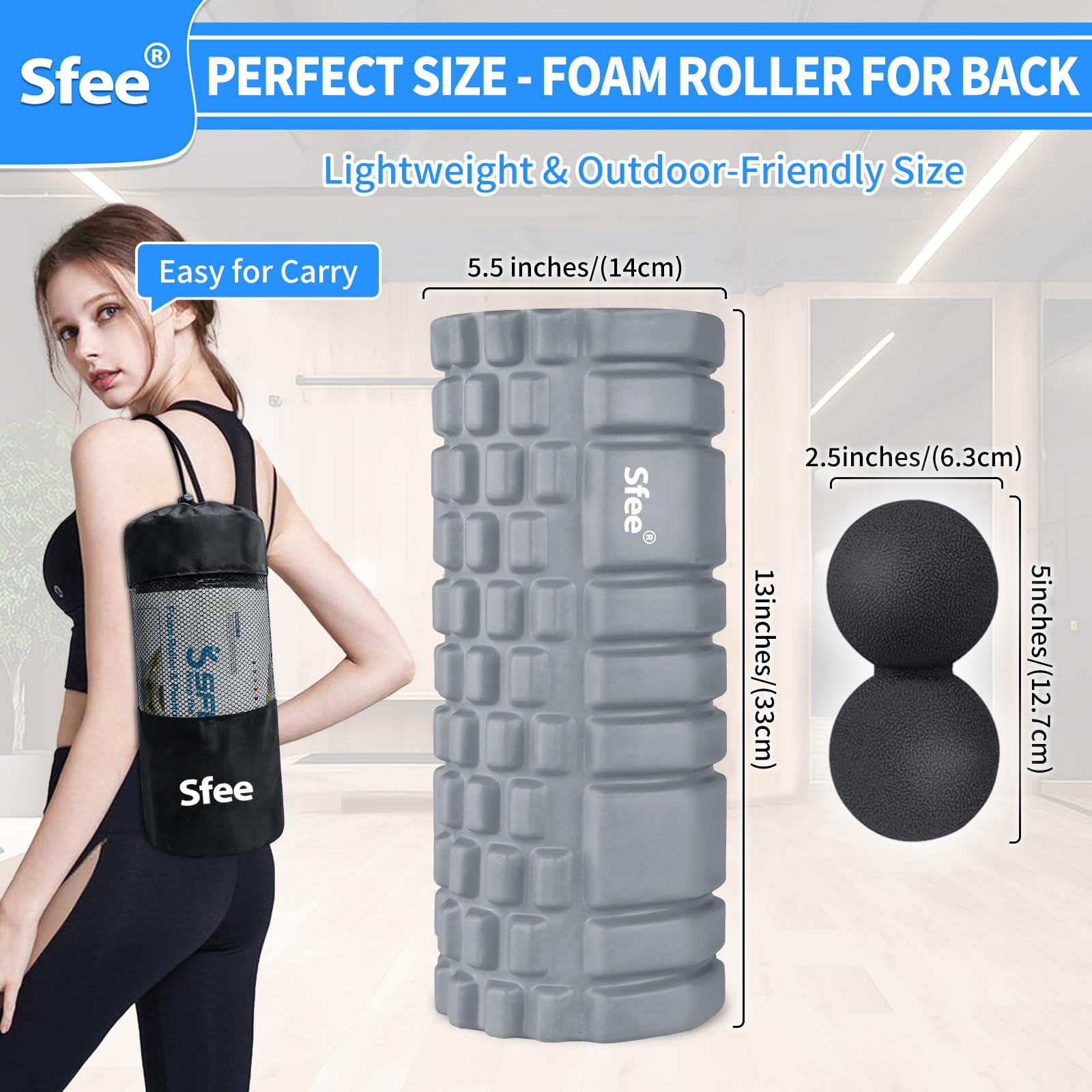 High-Density EVA Foam Roller Set with Massage Ball - 13