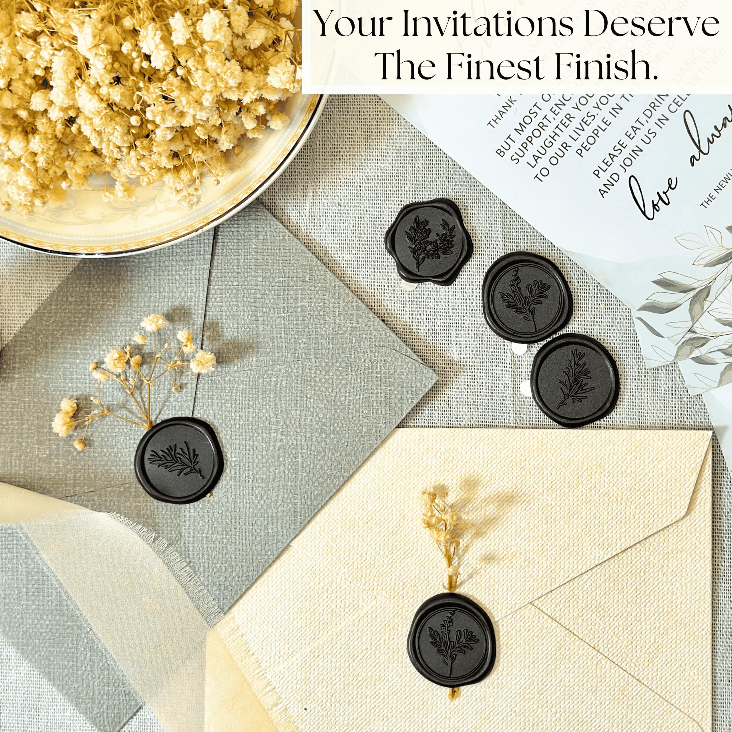 60 Pcs Black Wax Seal Stickers for Wedding Invitations & Envelopes - 3 Elegant Designs in 1 Pack - Premium Scrapbooking & Christmas Seals for DIY Crafts, Gift Wrapping & Stationery Decor