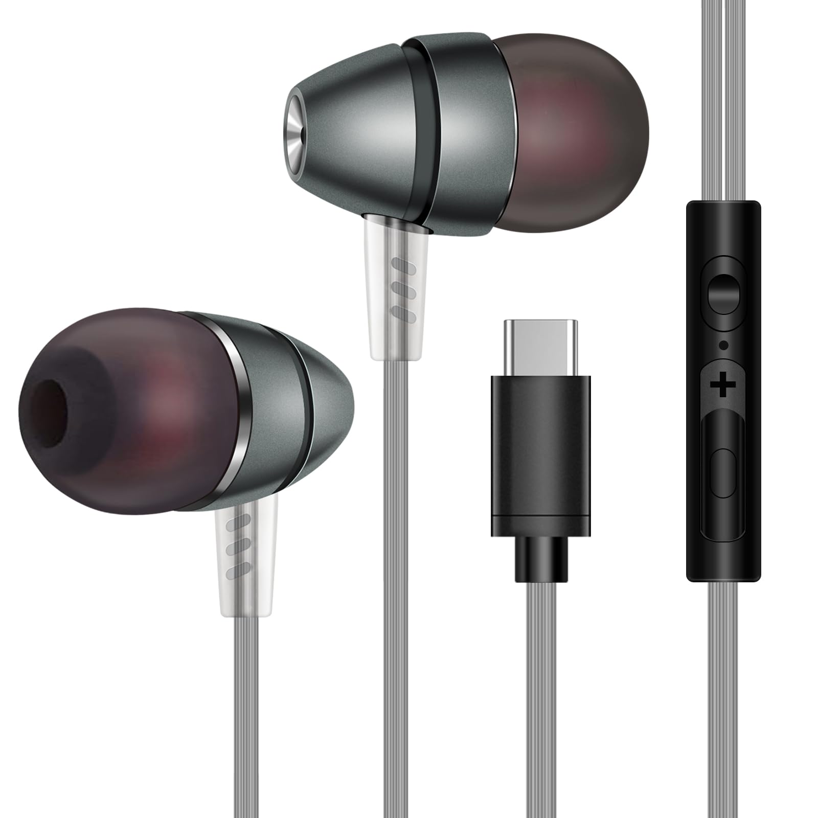 USB-C Wired Headphones with Mic & Remote Control - Compatible with iPhone 15/15 Pro/15 Pro Max/16/16 Pro/16 Pro Max & Most Type-C Devices - Perfect for Gaming, Music, Calls & Workouts