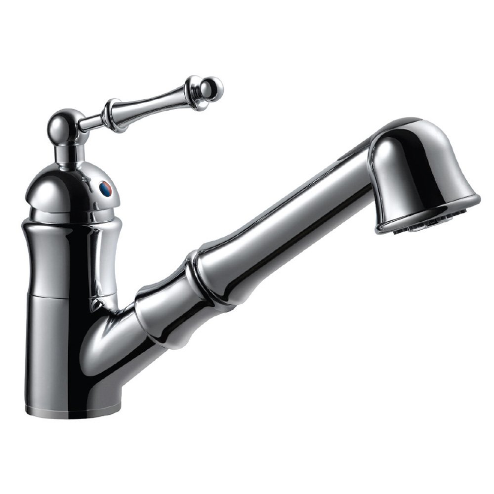 Houzer SQUPO-176-PC Polished Chrome Pull Out Kitchen Faucet with Swivel Spout - Perfect for Modern Kitchens, Dishwashing & Food Prep