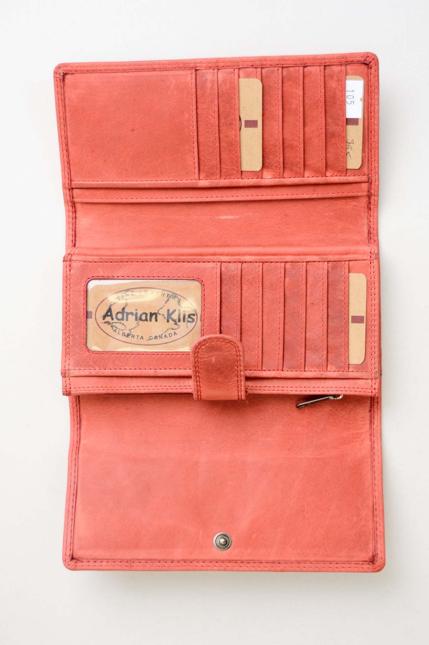 Adrian Klis 105 Women's Leather Wallet Light Red - Slim RFID Blocking Bifold Wallet for Everyday Use & Travel