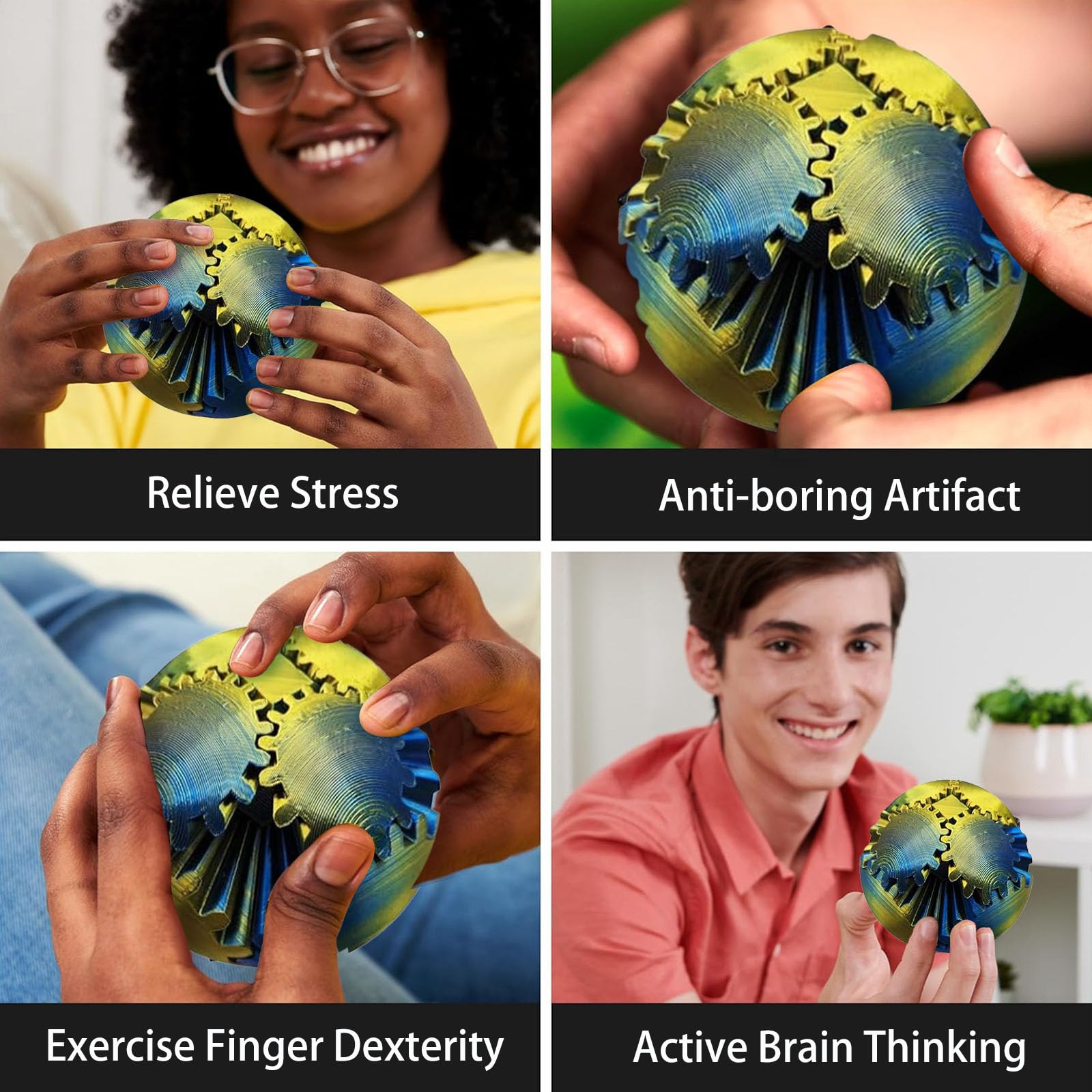 2024 New 3D Printed Gear Ball Fidget Toy - Stress Relief & Anxiety Relaxation for Adults & Kids with Autism - Sensory Desk Toy for Focus & Calm - Perfect for Office, School, and Home Use (B#01)