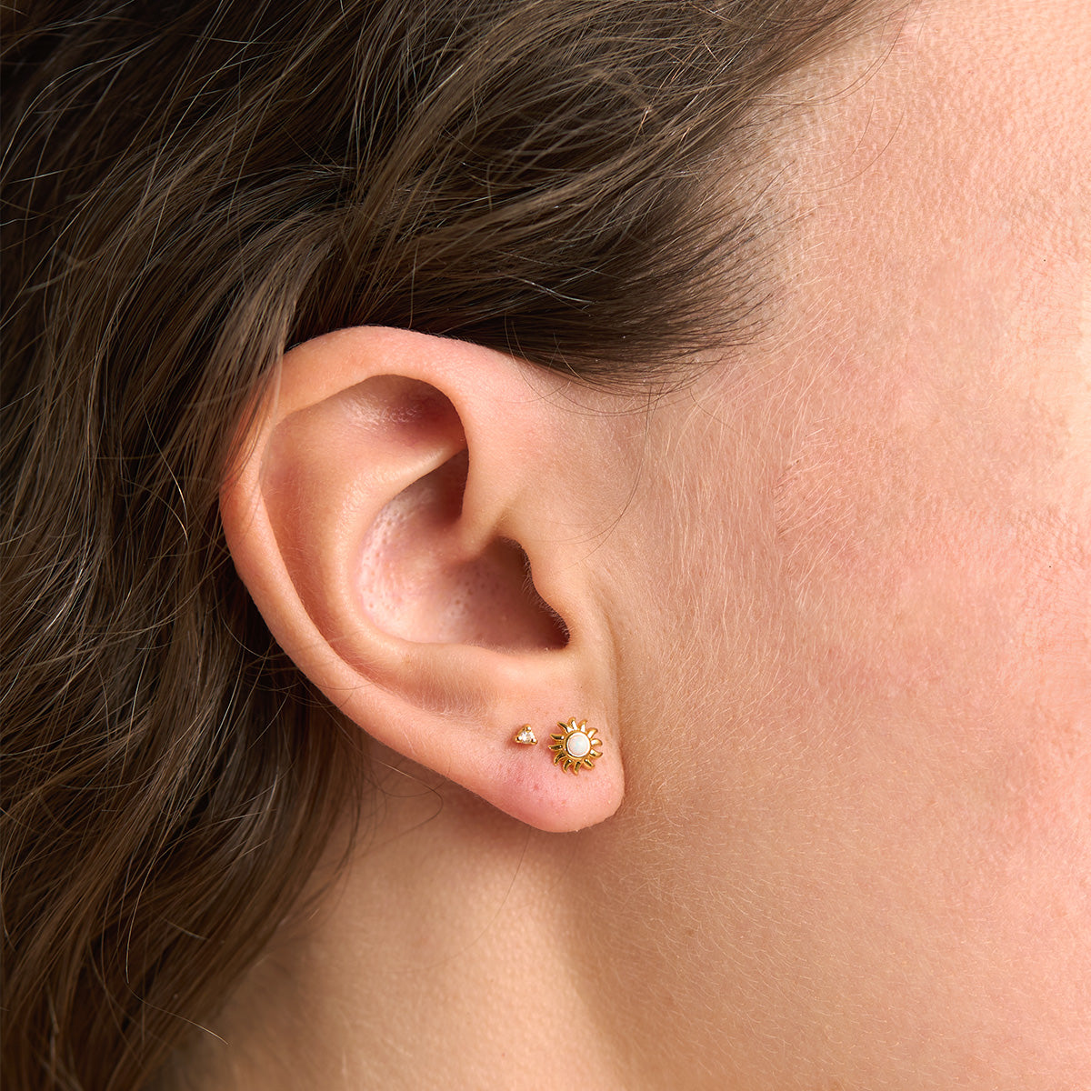 Sunshine Opal Gold Stud Earrings - Elegant 14K Gold Plated Opal Studs for Women, Perfect for Everyday Wear, Parties & Gifts