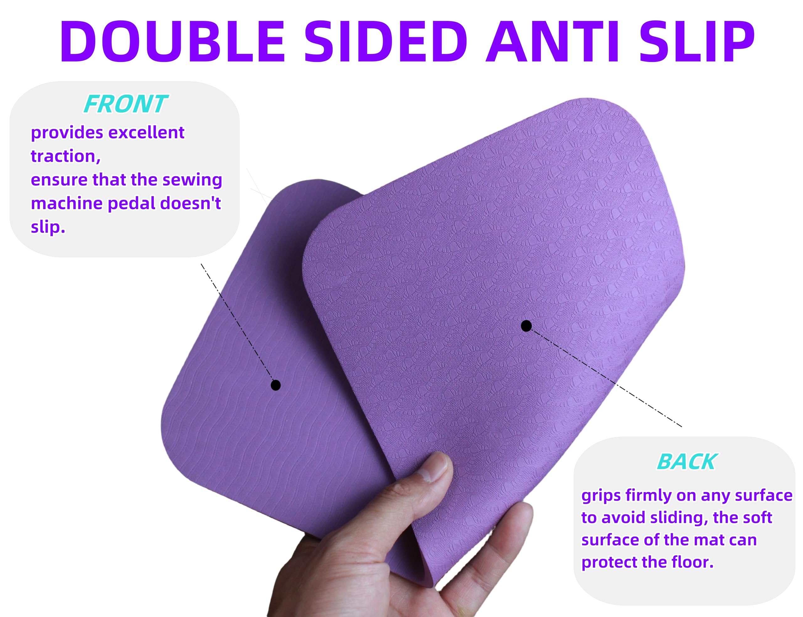 Non-Slip Sewing Machine Pedal Mat - 2 Pack Anti-Skid Foot Pedal Cushion for Quilting & Sewing | Washable Blue & Purple Mats | Perfect for Home Crafting & Professional Tailoring
