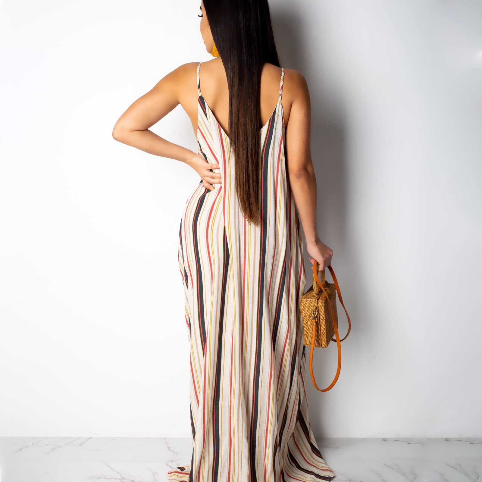 BOGURST Women's Summer Maxi Dress - Sleeveless Spaghetti Strap Loose Fit Plus Size Casual Dress for Beach, Vacation & Outdoor Wear