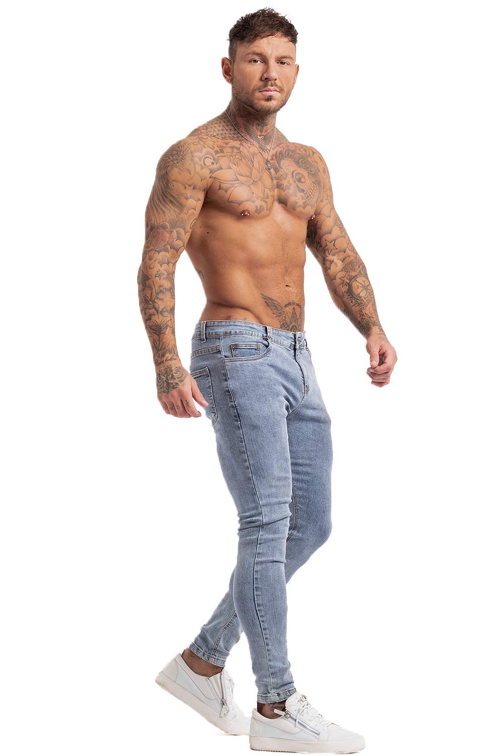 GINGTTO Men's Ripped Stretch Skinny Jeans - Slim Fit Tapered Denim Pants for Men | Casual Streetwear, Night Out, Date Night Outfits