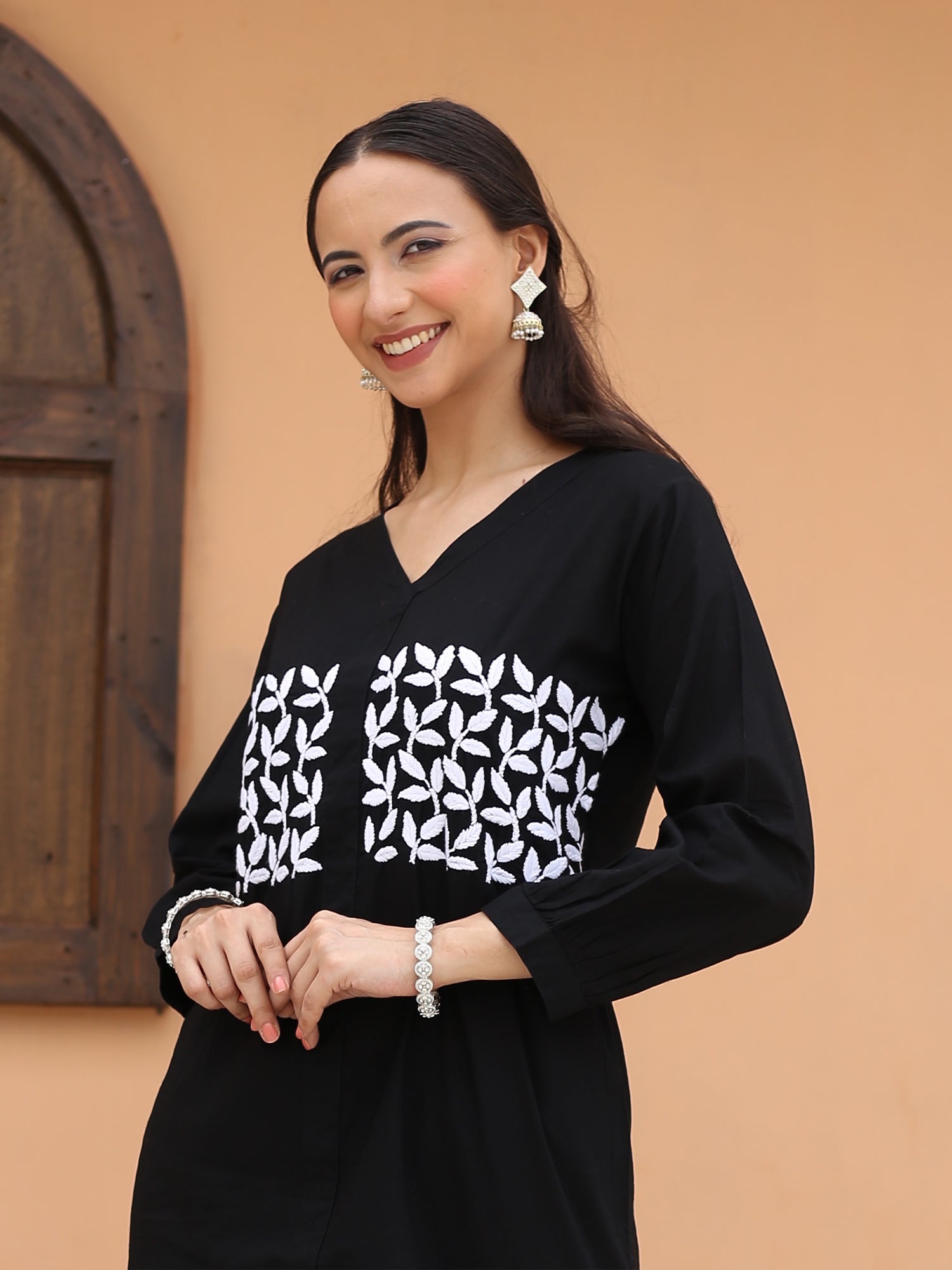 Saba Chikankari Cord Set - Black with White Cambric Cotton Outfit for Women | Perfect for Festivals, Weddings & Special Occasions