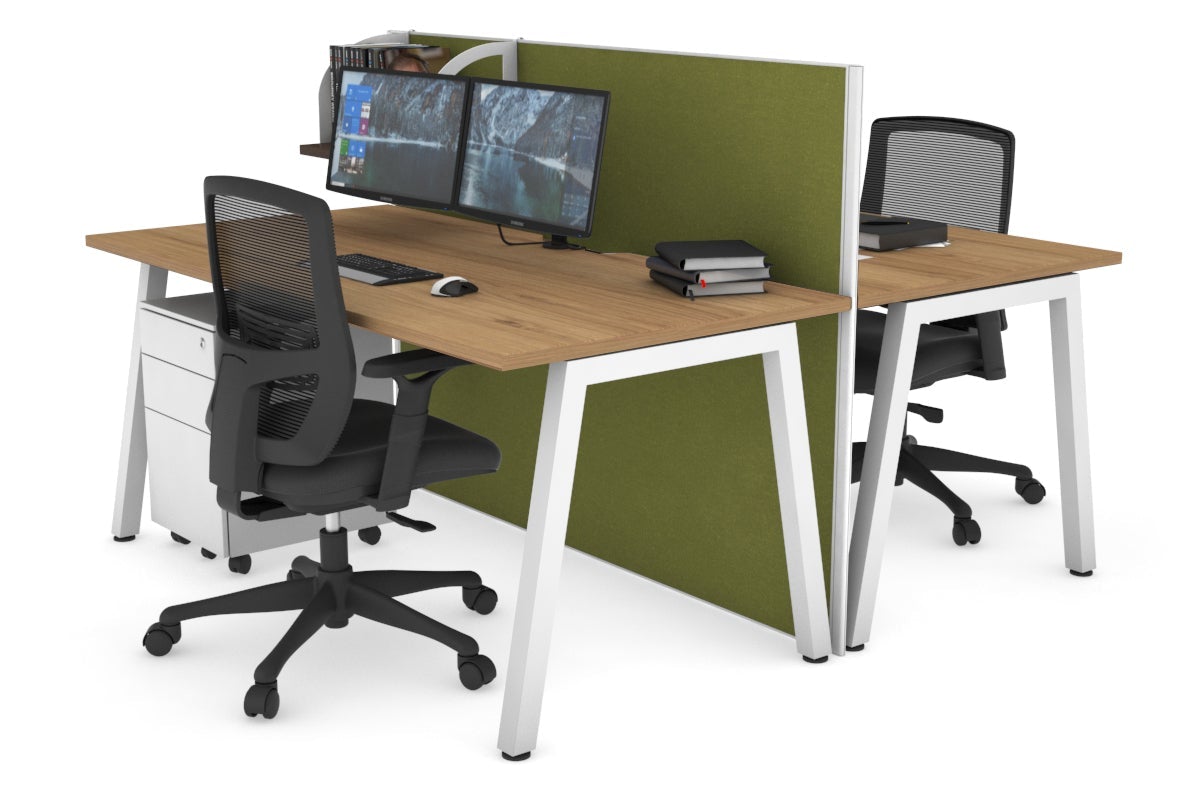 Horizon Quadro 2-Person Office Workstation Bench with A-Legs - 1400mm x 800mm Dimensions, Cable Management Scallop - Perfect for Collaborative Workspaces & Shared Office Desks