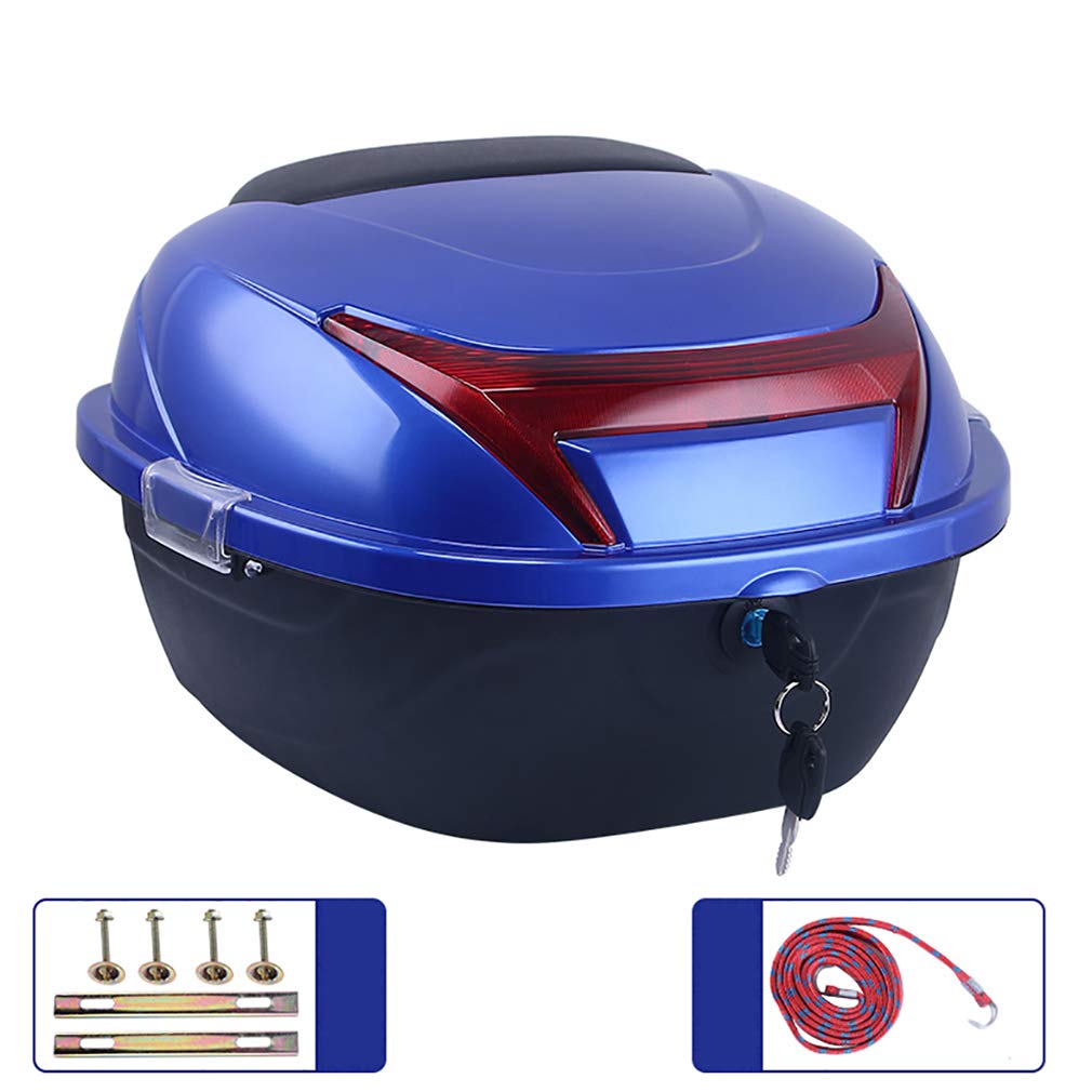 Universal Motorcycle Rear Top Box - 37x32.5x24.5cm Hard Storage Case with Lock for Helmet & Luggage | Waterproof Motorcycle Tail Trunk Carrier for Moped, Scooter & Motorbike | Perfect for Commuting, Travel & Outdoor Adventures