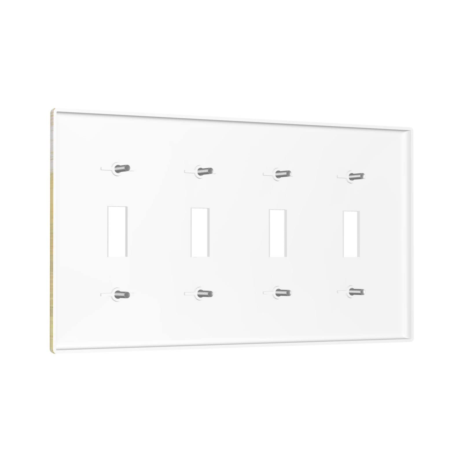 Abstract Beige Yellow Grey 4-Gang Toggle Light Switch Cover - Decorative Wall Plate for Home & Office - Funny Light Switch Faceplate 4.5 x 8.0 Inch - Perfect for Living Room, Bedroom, Kitchen & Office Decor