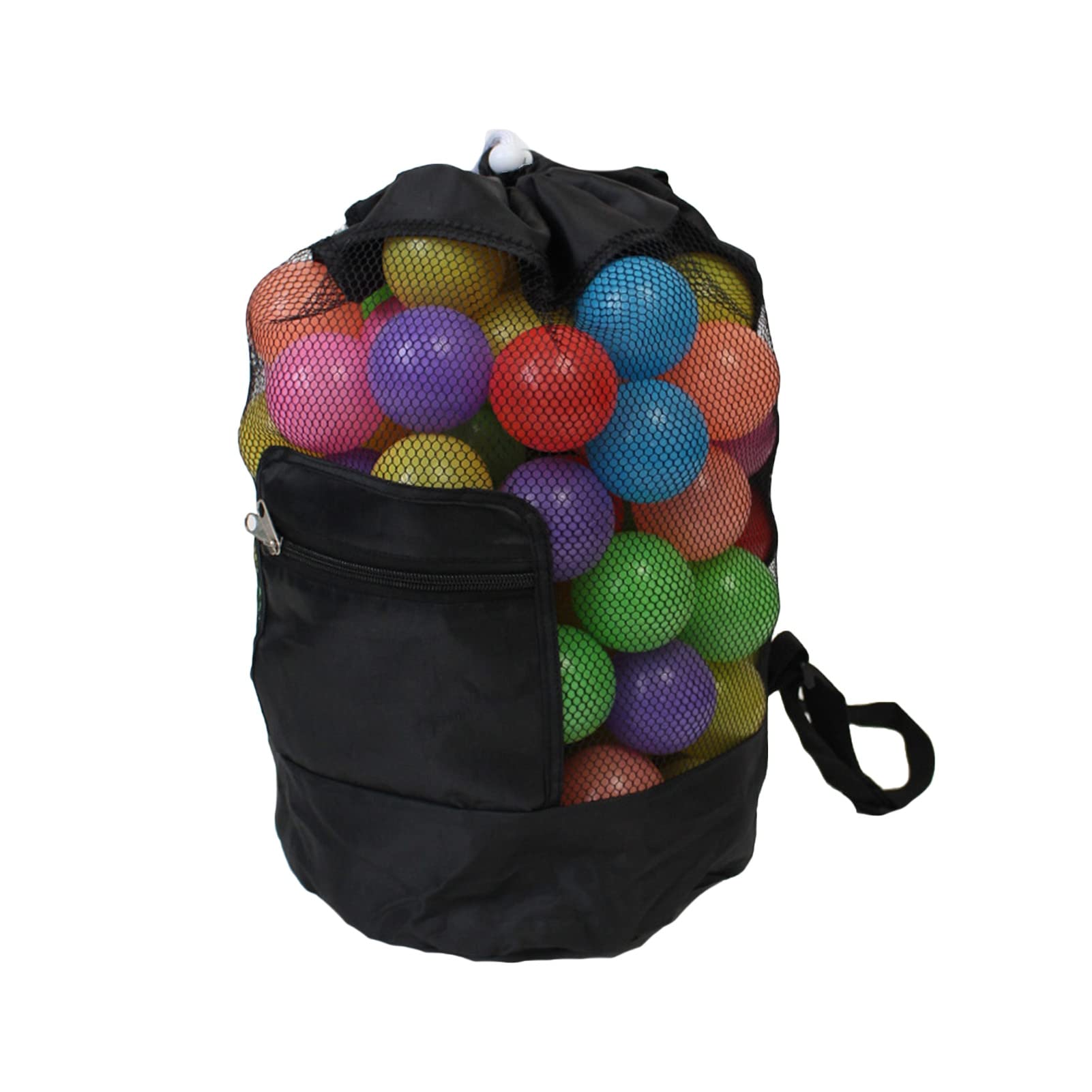 Kripyery Mesh Beach Bag for Kids - Foldable Lightweight Backpack with Large Capacity, Durable Nylon Toy Storage Bag for Boys & Girls - Perfect for Beach Trips, Poolside, Travel & Outdoor Activities (Black, One Size)