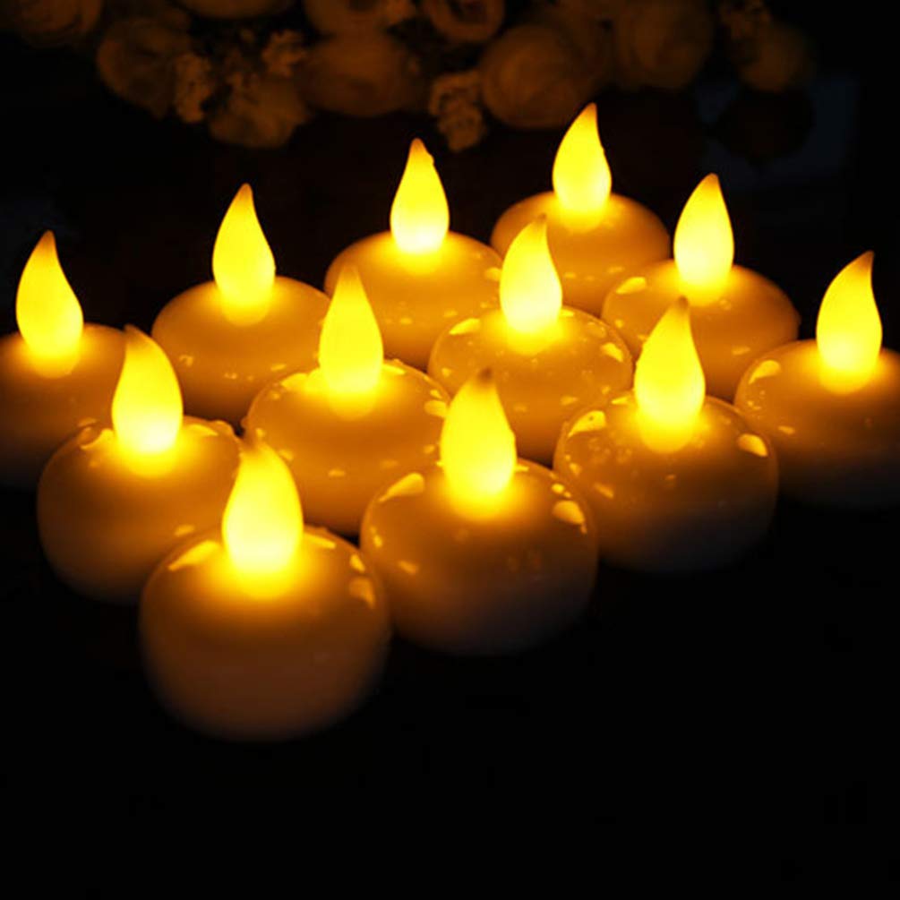 Healifty 12 Pack LED Floating Candles - Waterproof Battery Operated Tea Lights for Pool, Wedding, Party & Home Decor - Romantic Ambiance Lighting