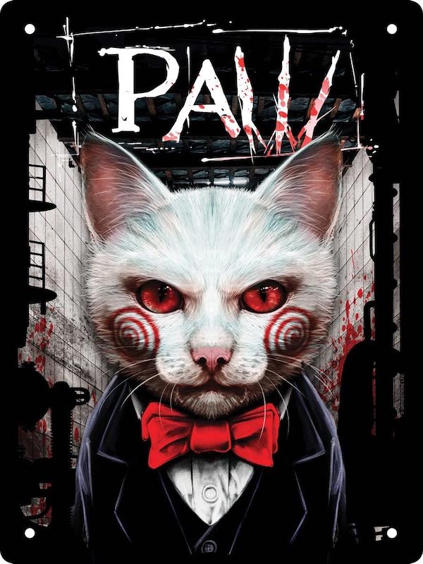 Horror Paw Cat Metal Sign - Vintage Gothic Decor for Halloween, Haunted House, Bar & Man Cave Wall Art