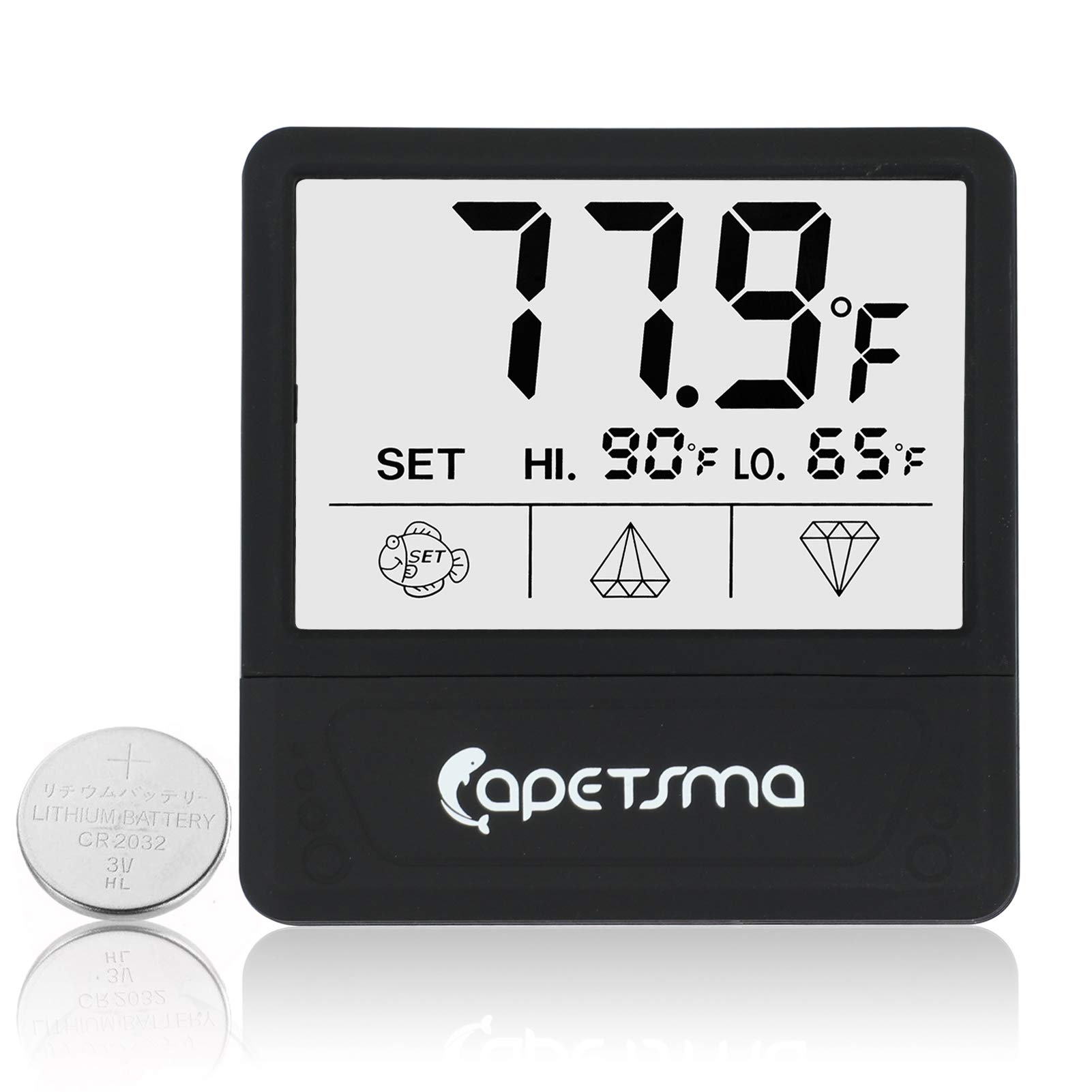 Digital Aquarium Thermometer with LCD Display for Fish Tanks & Reptiles